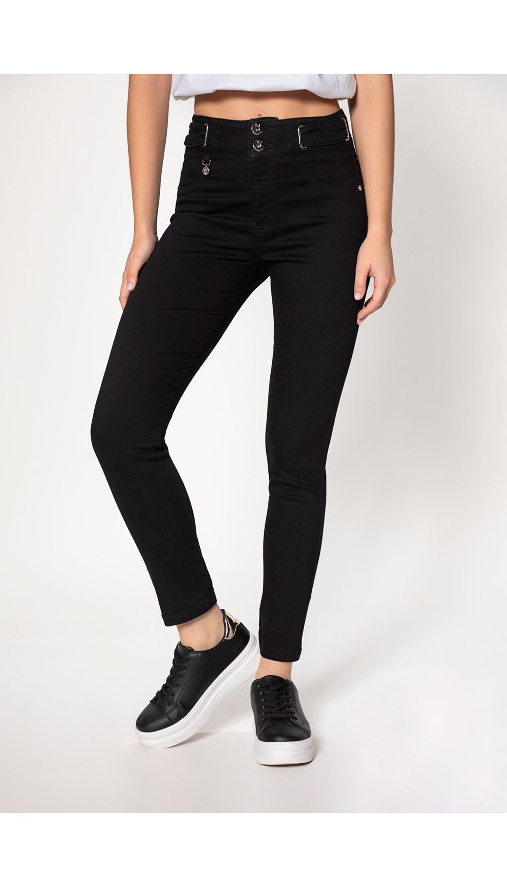 Jean tiro alto ultra skinny pretina anch