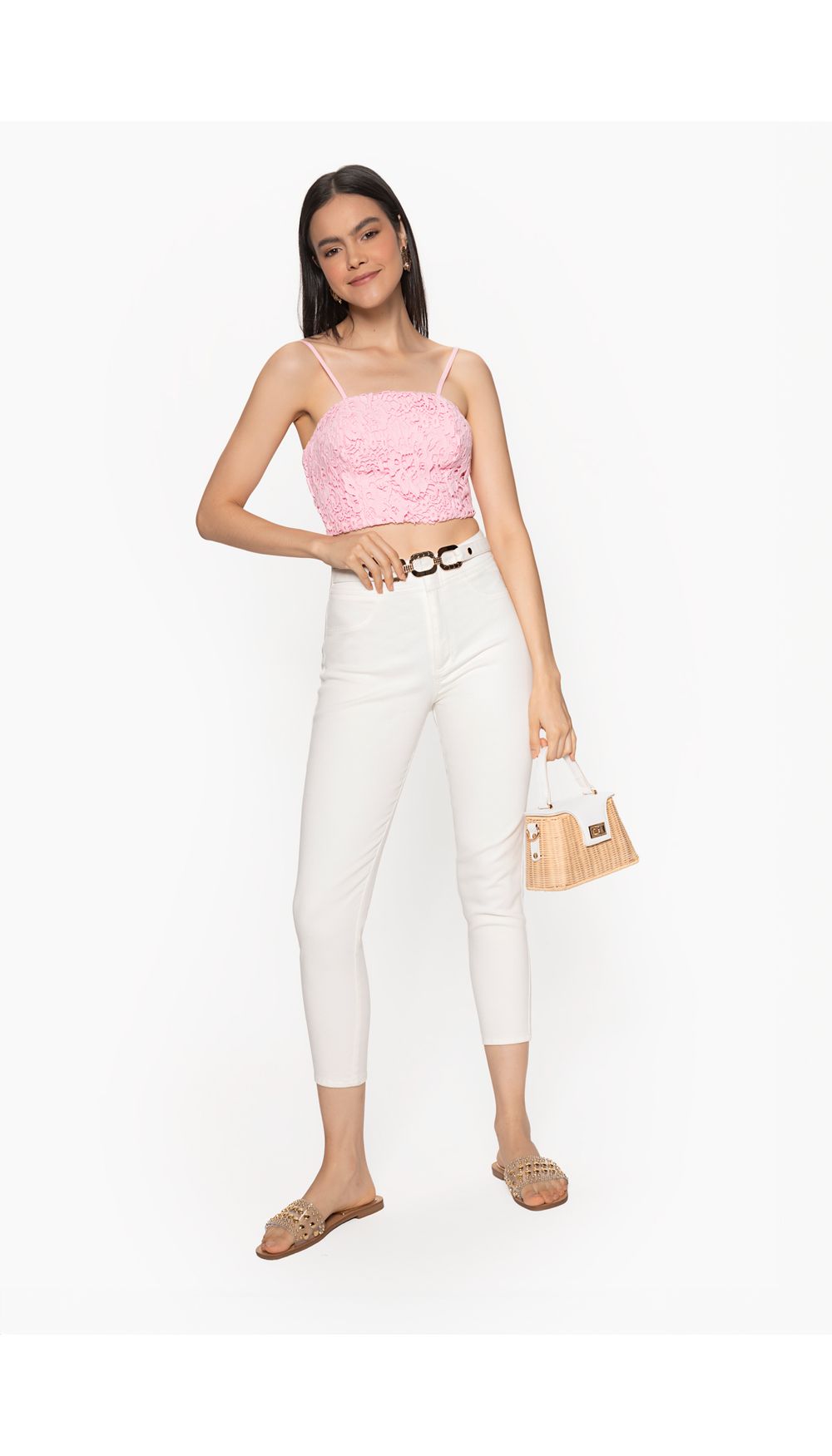 Jean dama tiro alto skinny con insumo en