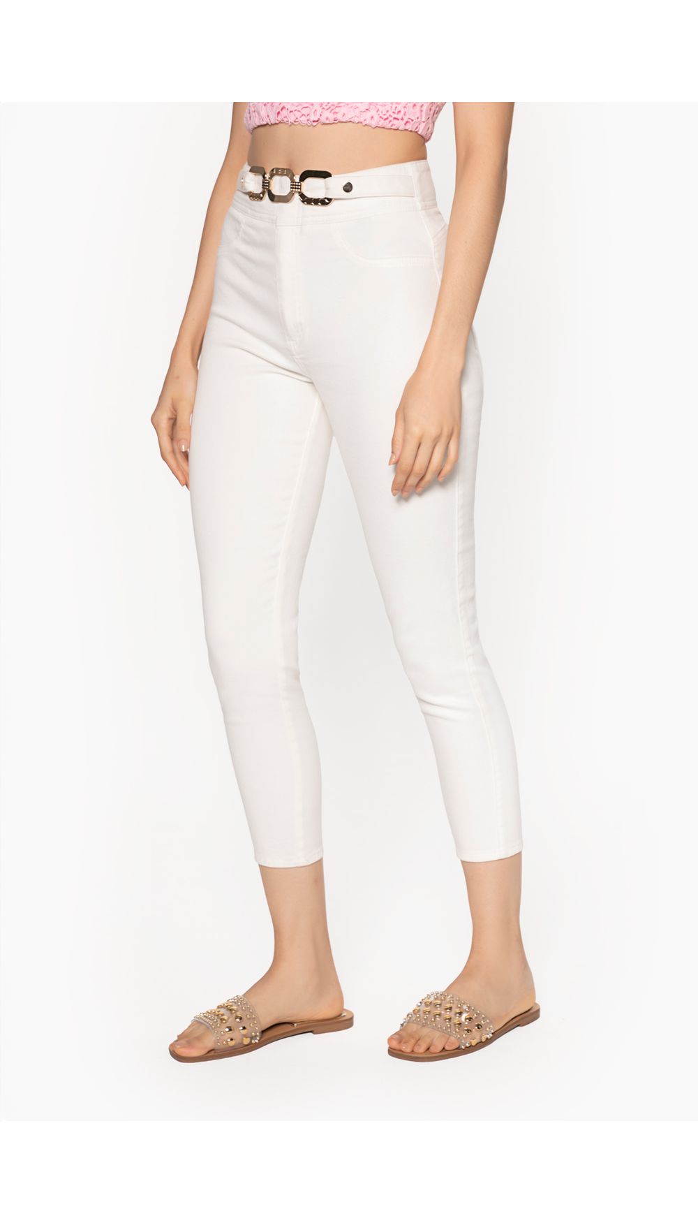 Jean dama tiro alto skinny con insumo en