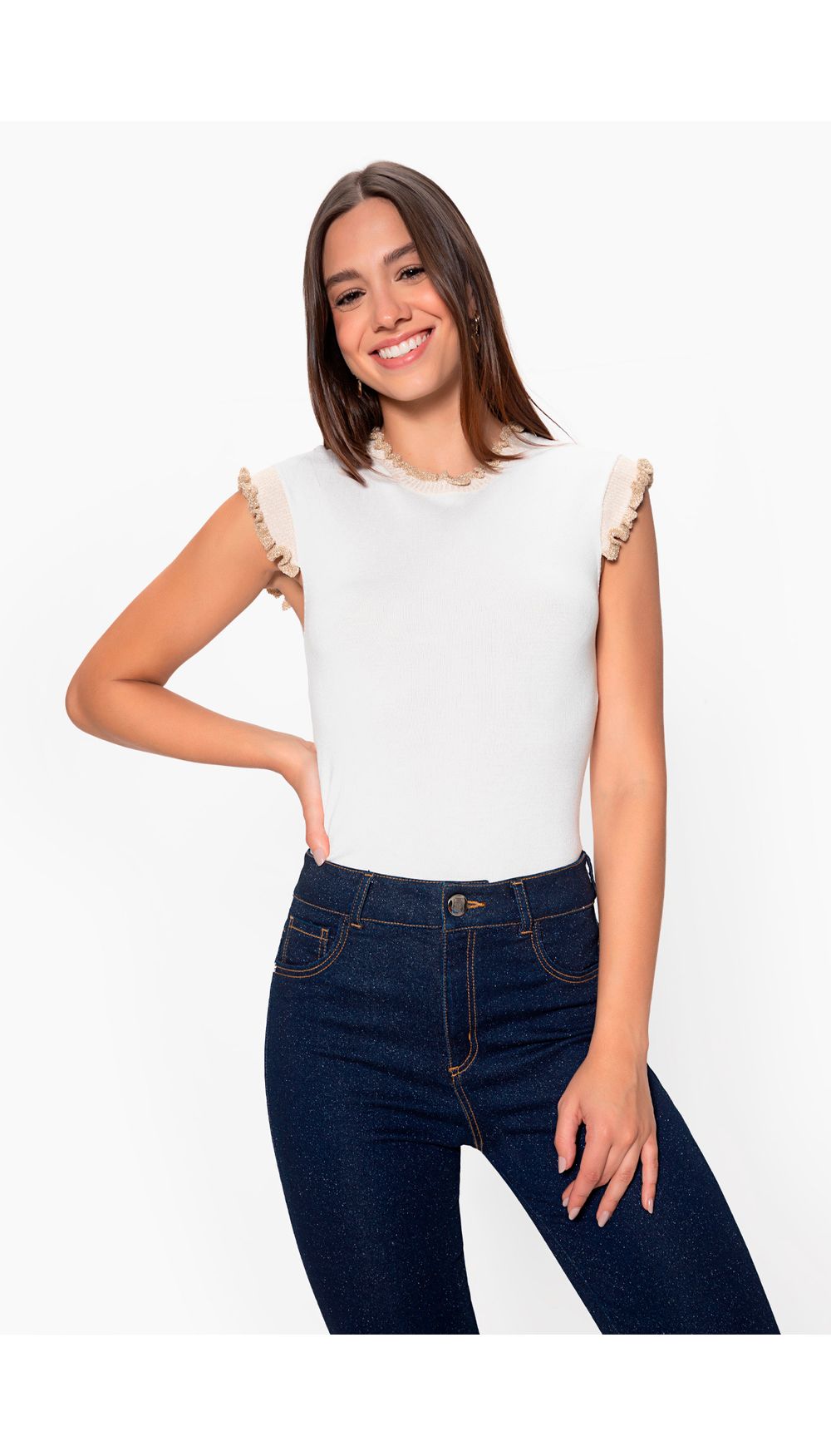 Blusa manga sisa tejida con detalle de l