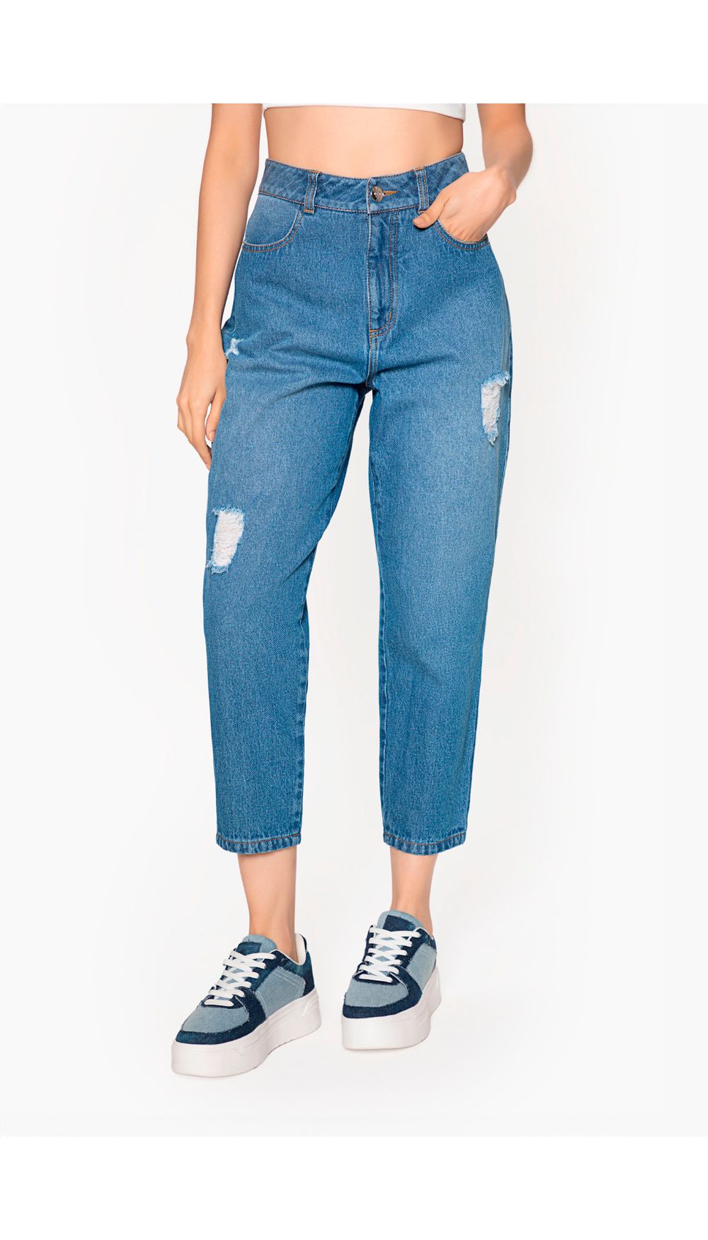 Jean mujer tiro medio boyfriend basico p