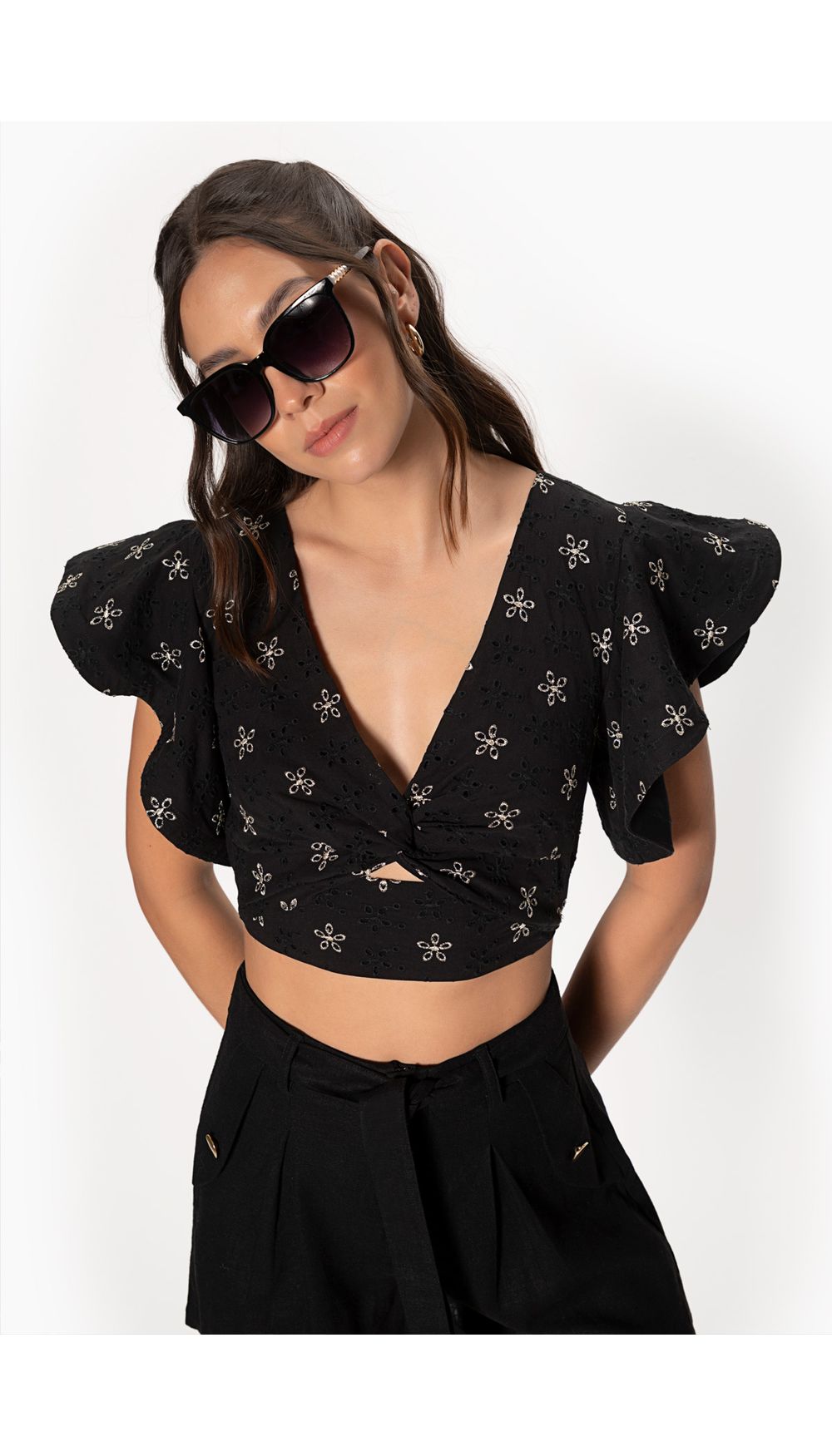 Blusa crop para dama sisa con boleros