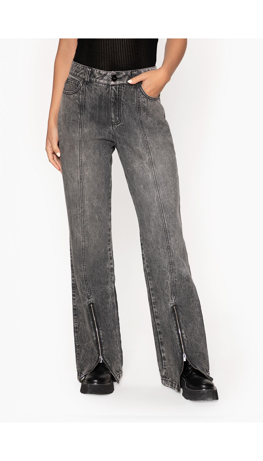 Jean para mujer  tiro medio recto con de