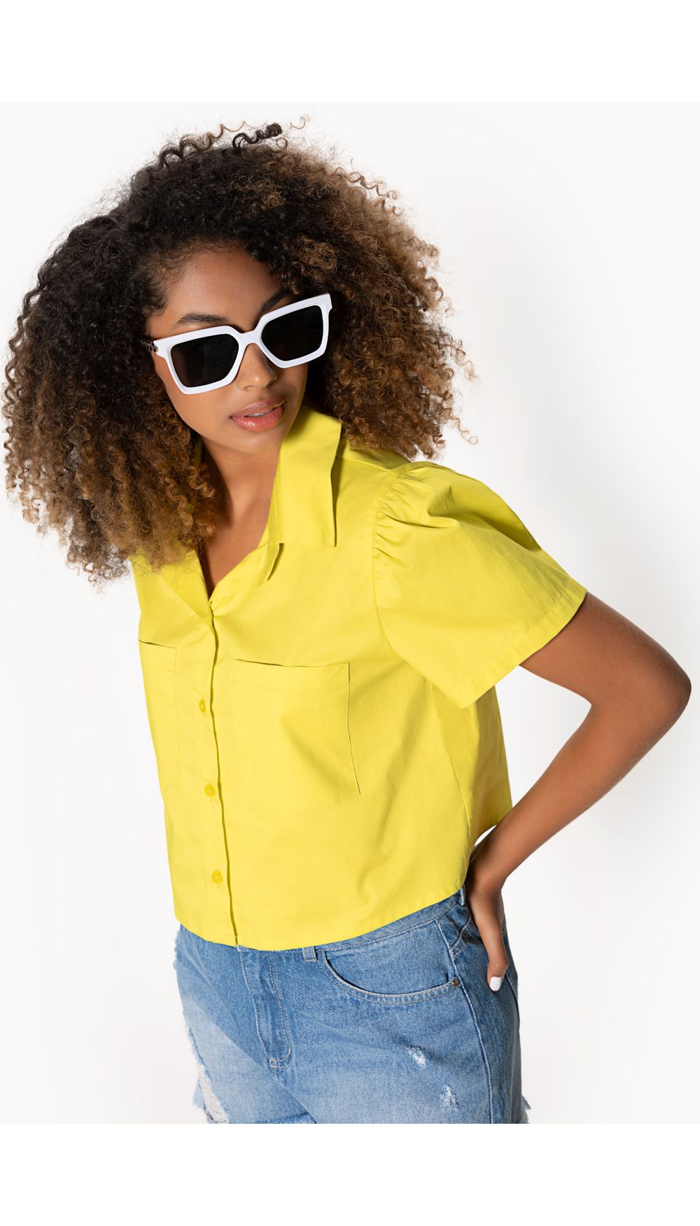 Camisera boxy manga corta para mujer