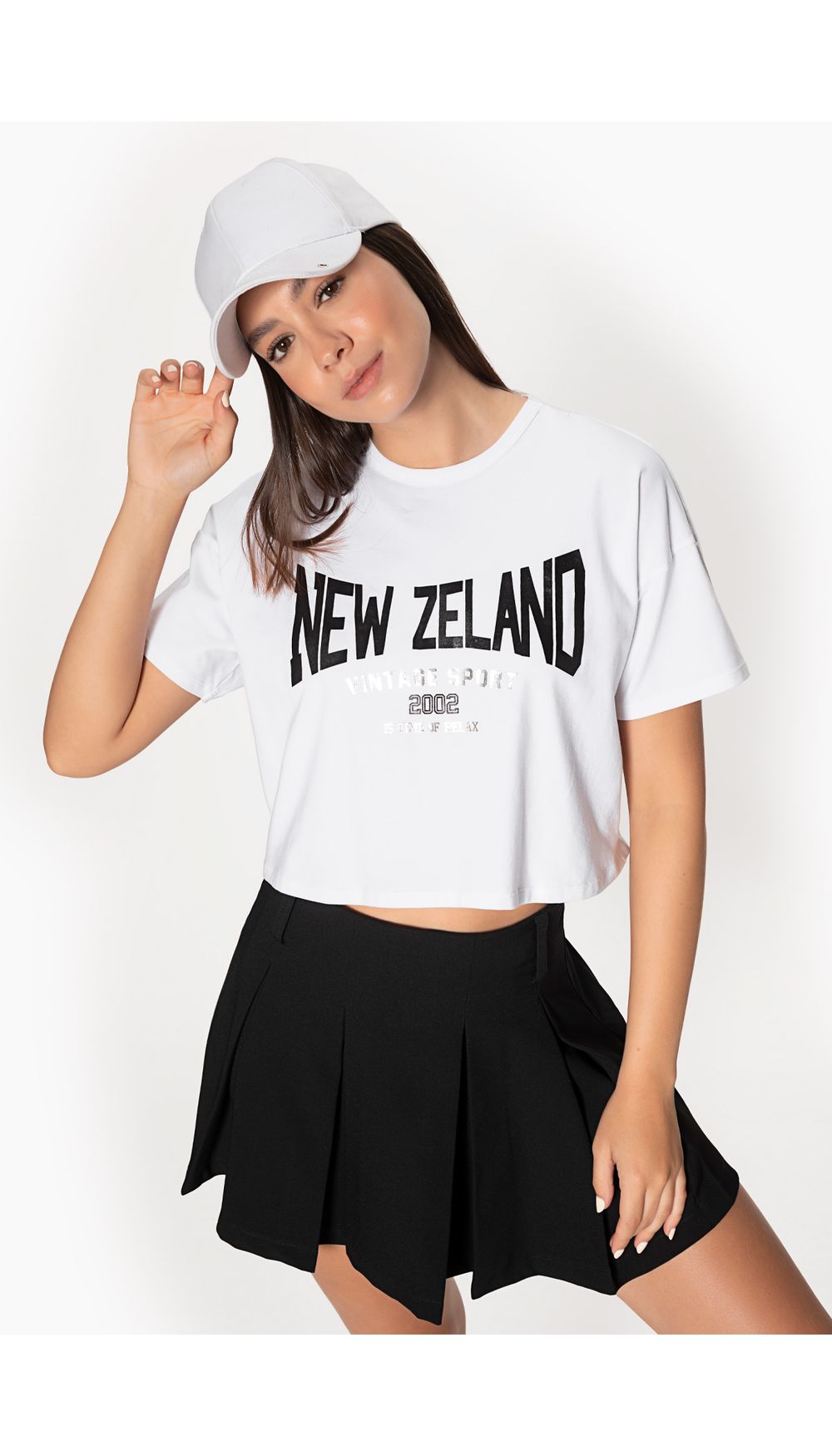 Camiseta crop para mujer manga corta
