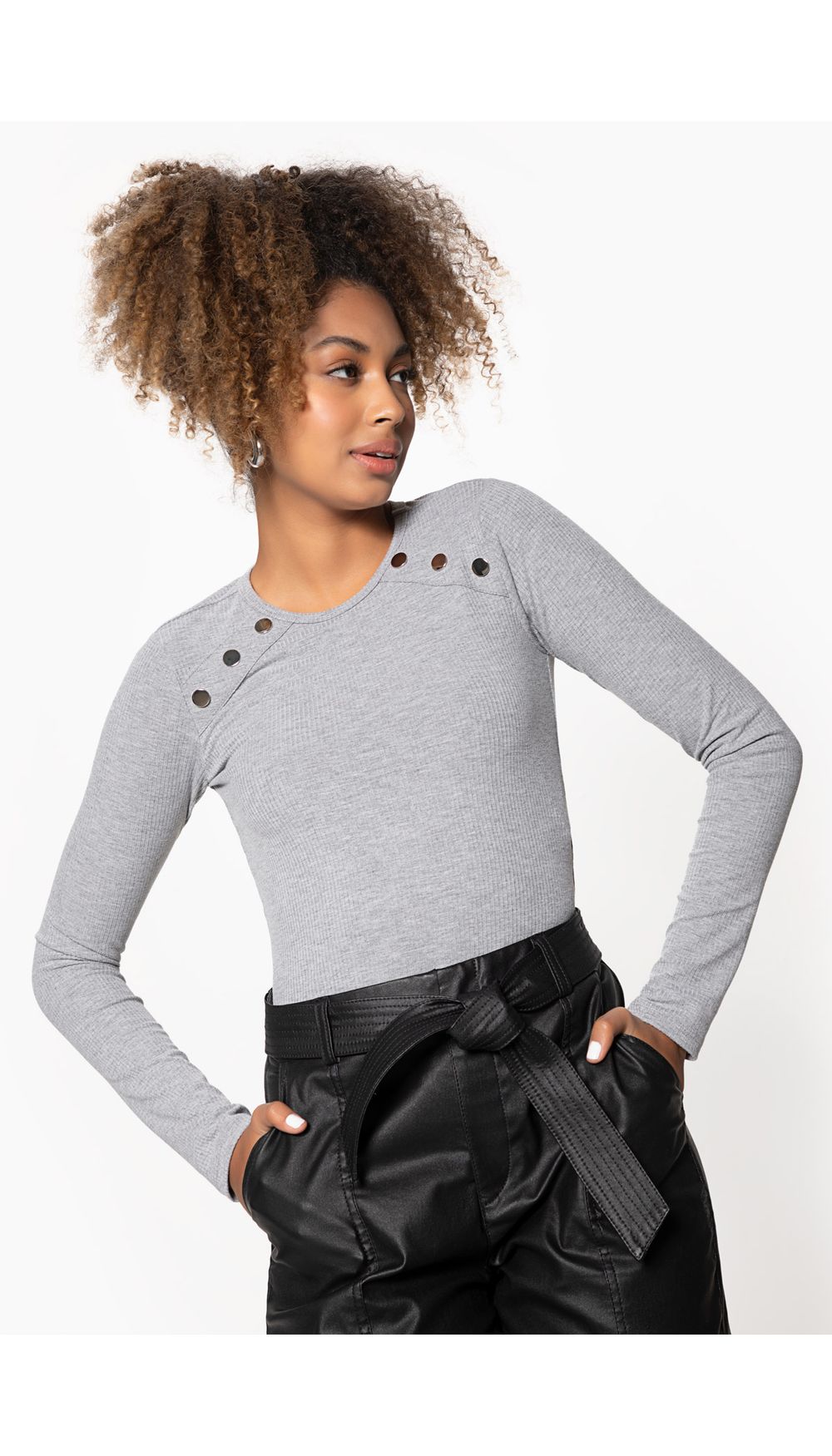Blusa basica para dama manga tres cuarto
