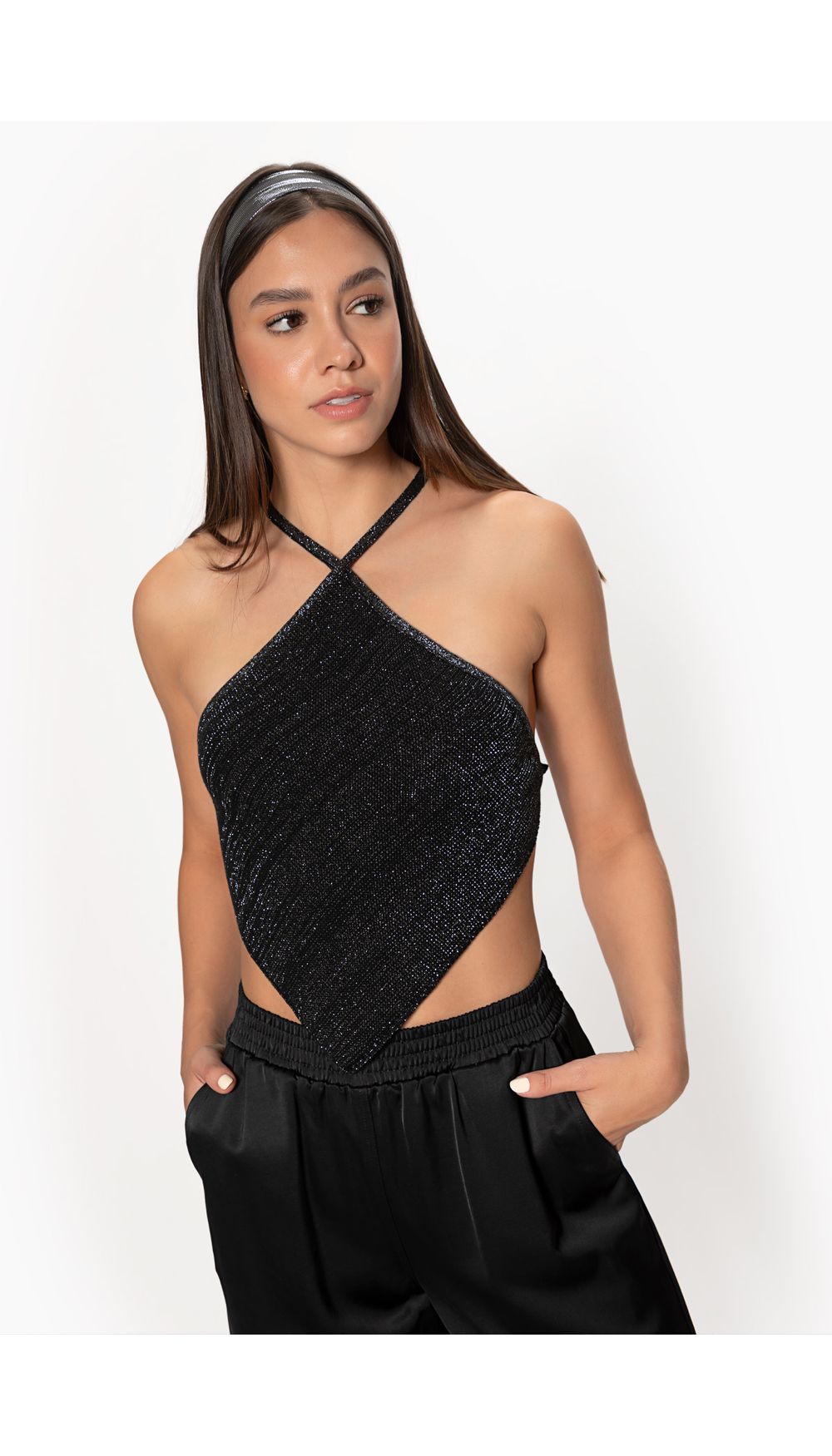 Blusa halter tipo pañoleta para mujer