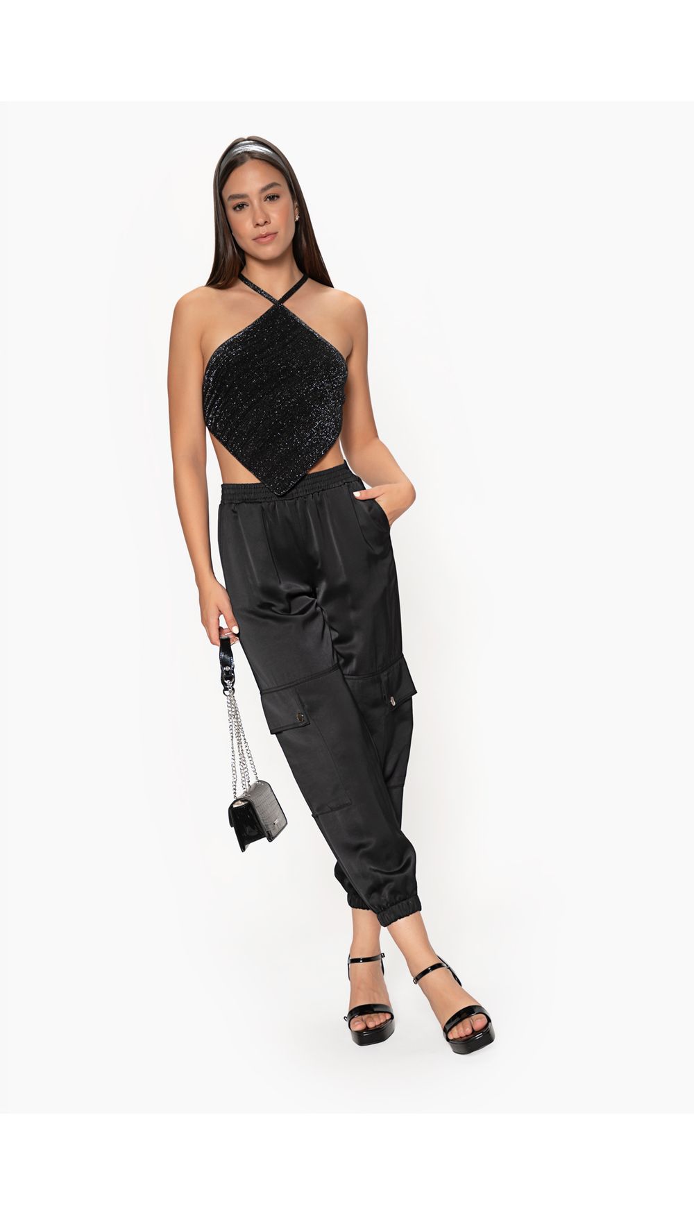 Blusa halter tipo pañoleta para mujer
