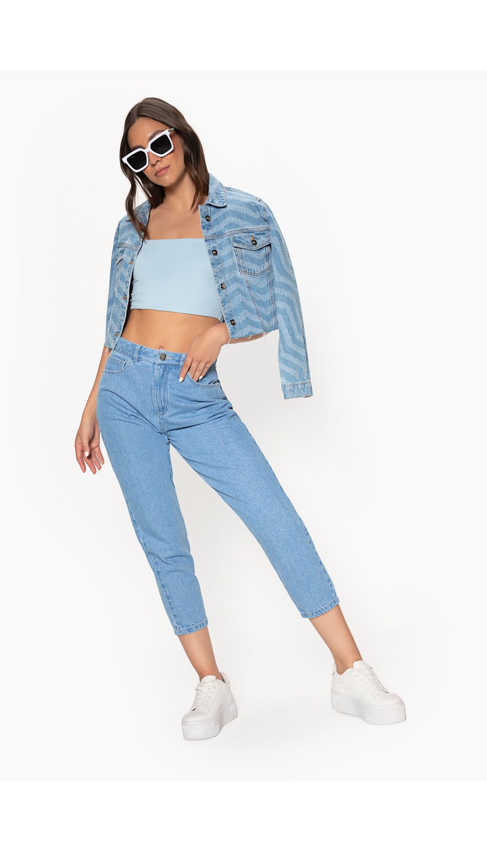 Blusa crop con tira pitillo para mujer