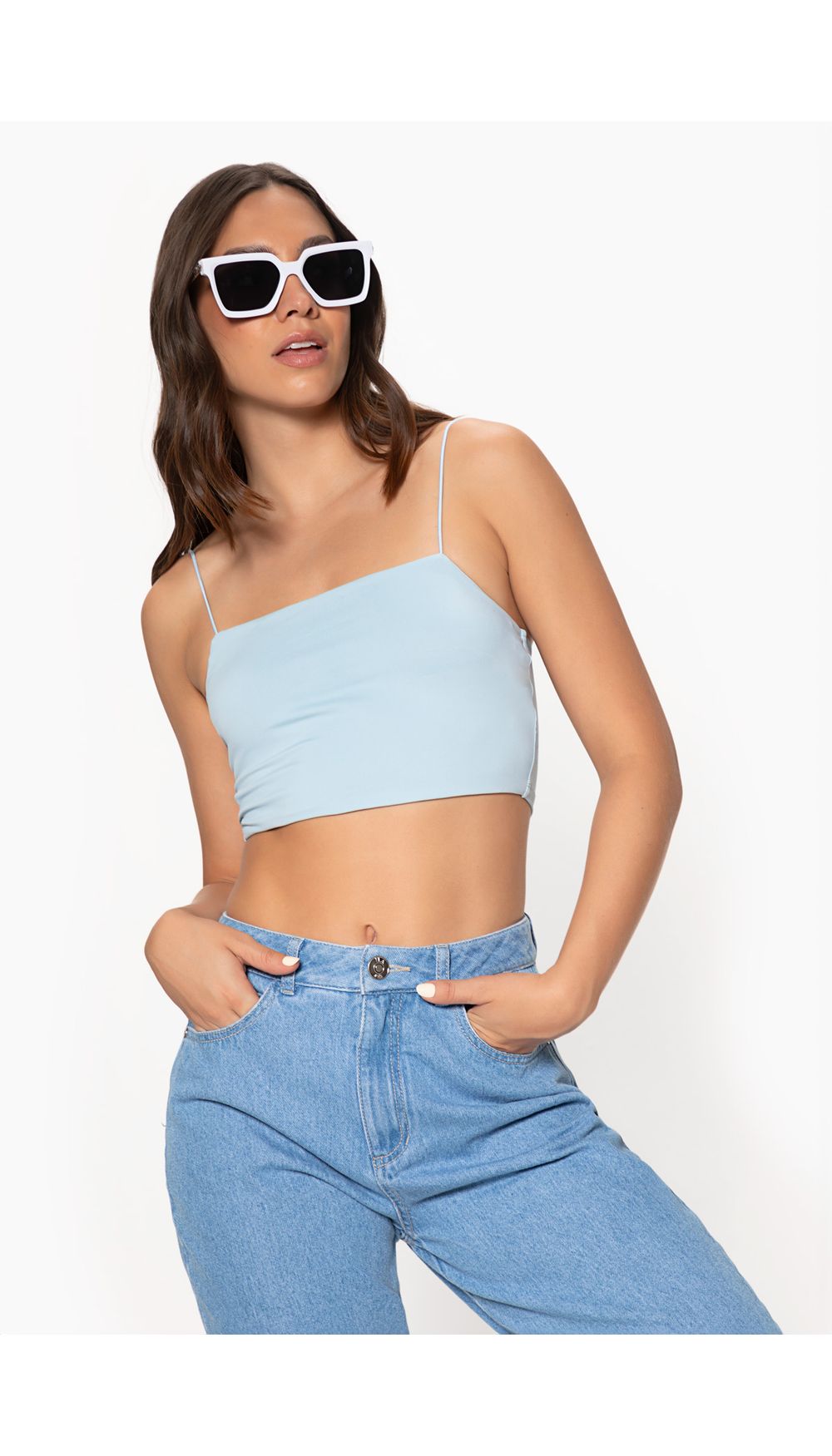 Blusa crop con tira pitillo para mujer