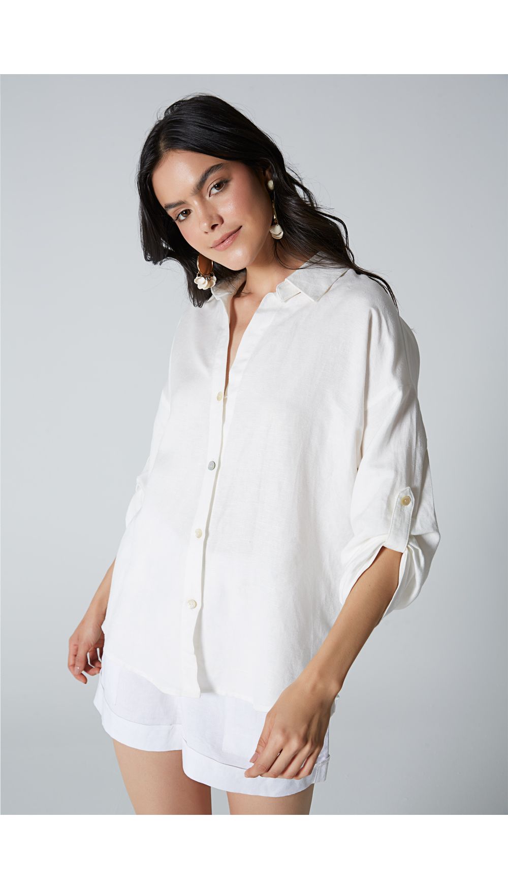 Bluson camisero para dama manga tres cua
