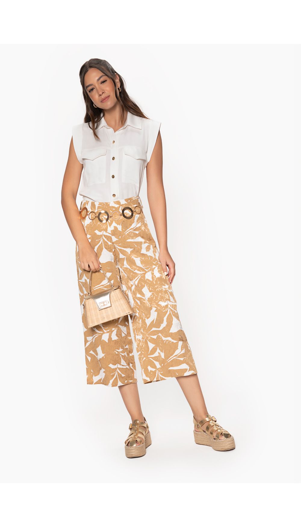 Pantalon culotte para mujer tiro alto