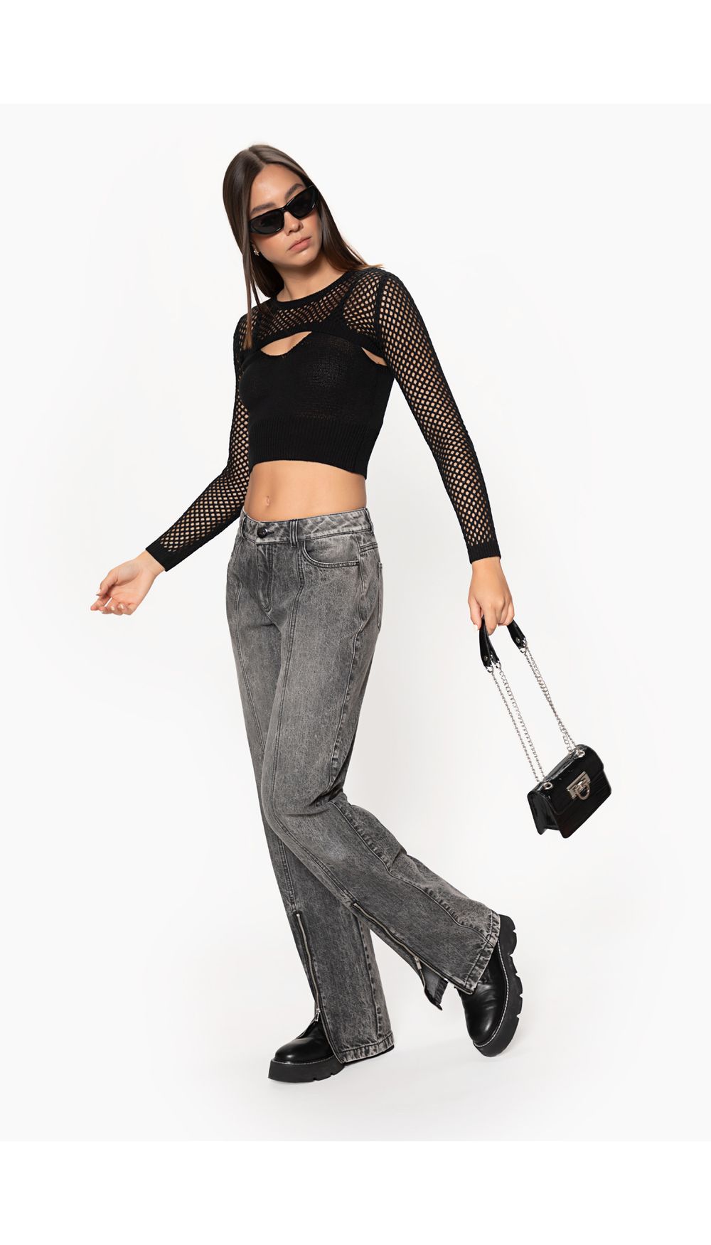 Set de manguito tejido y blusa de tiras