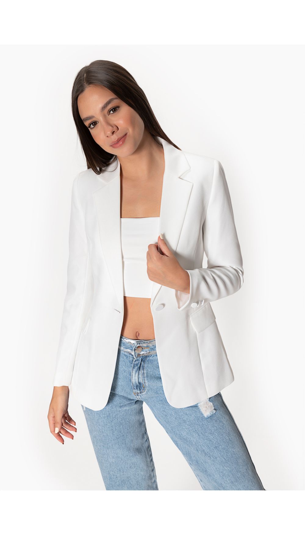 Blazer manga larga con boton frontal par