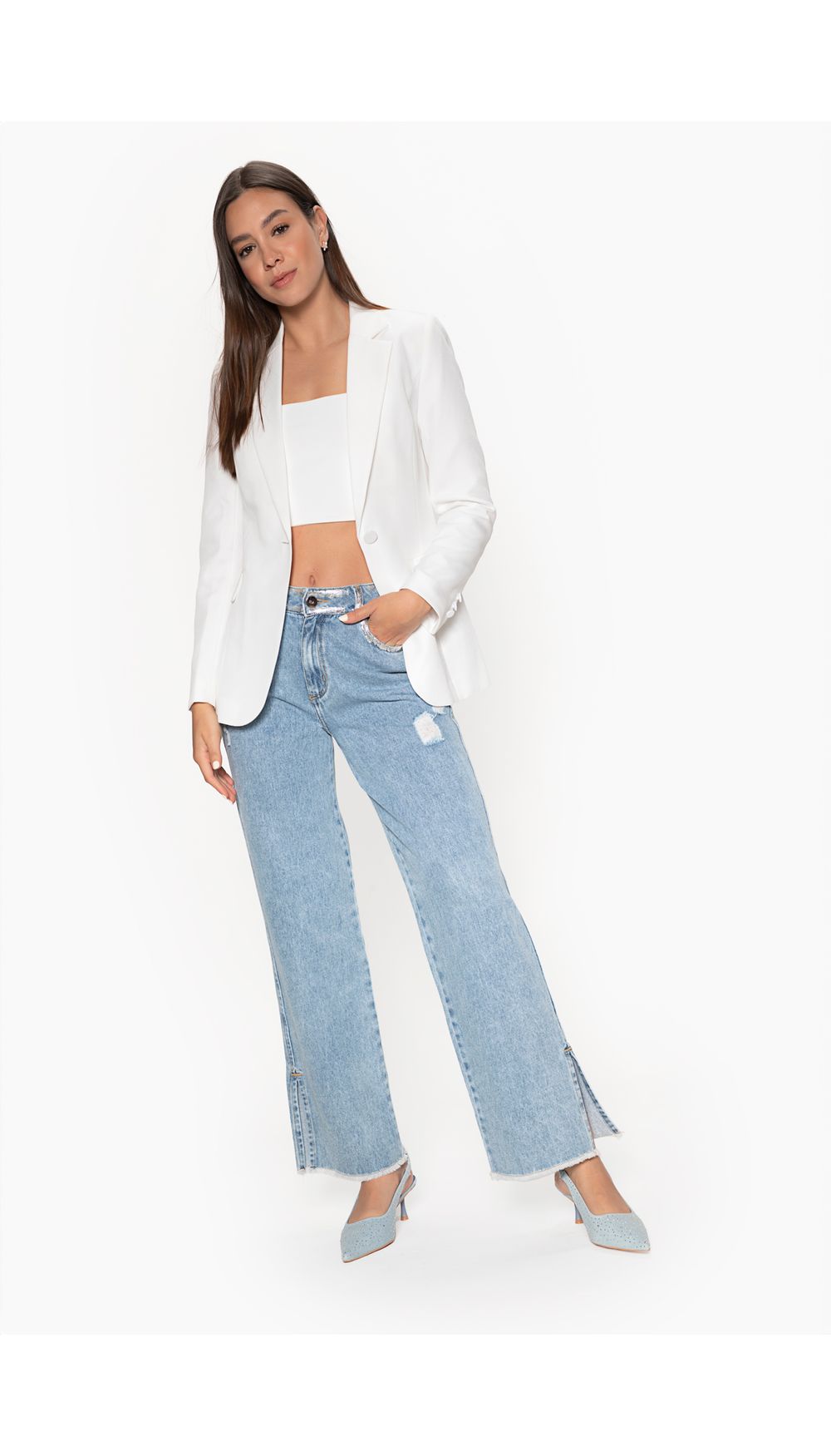 Blazer manga larga con boton frontal par