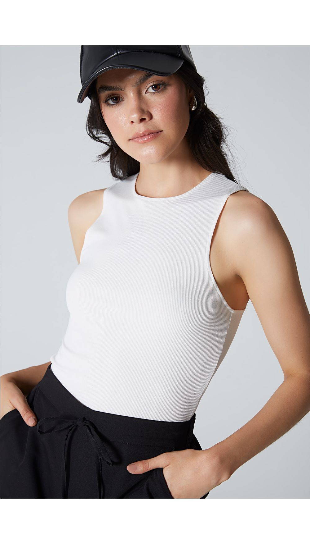 Blusa basica crop manga sisa para mujer