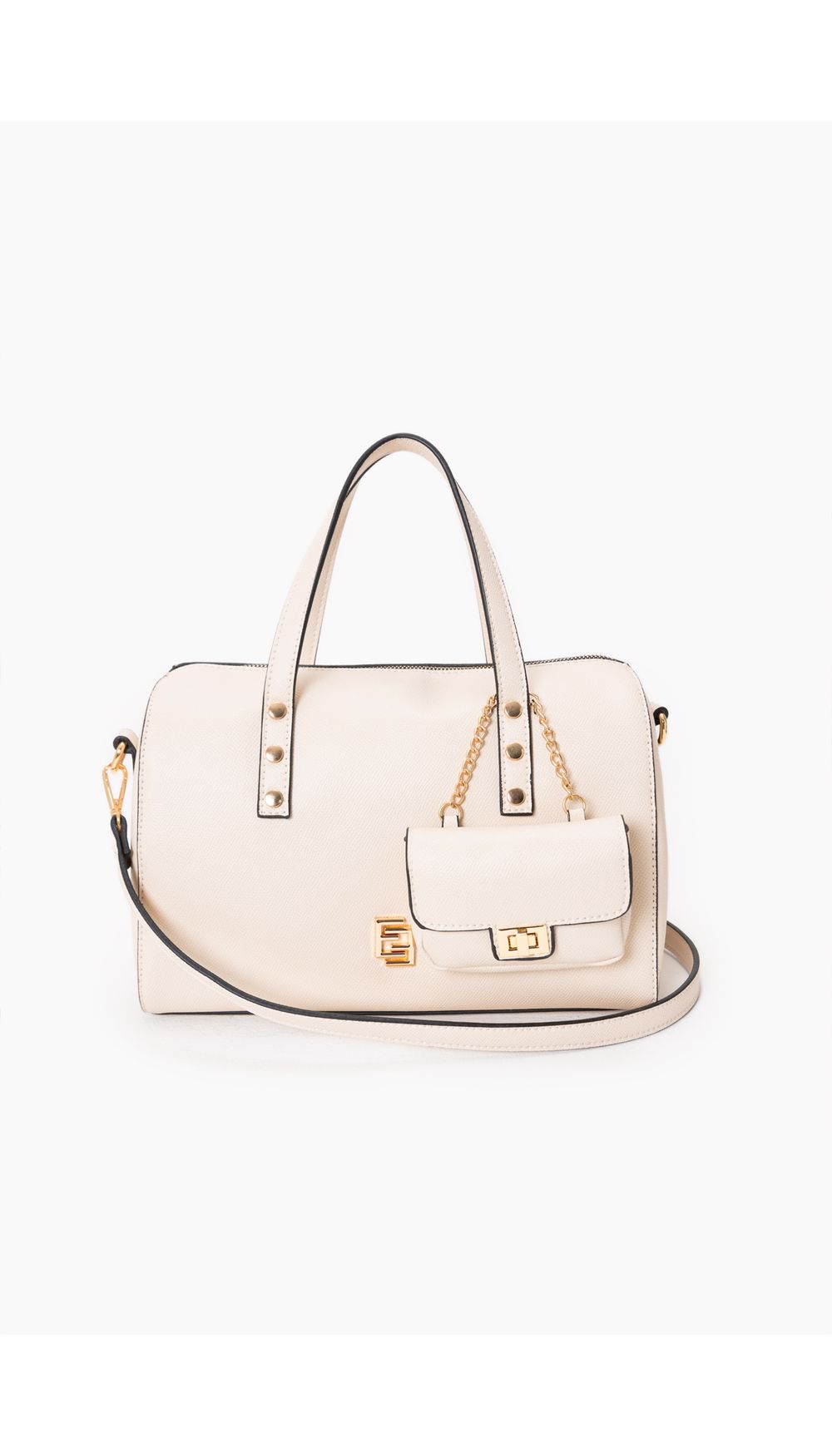 Bolso tipo baúl con mini bag