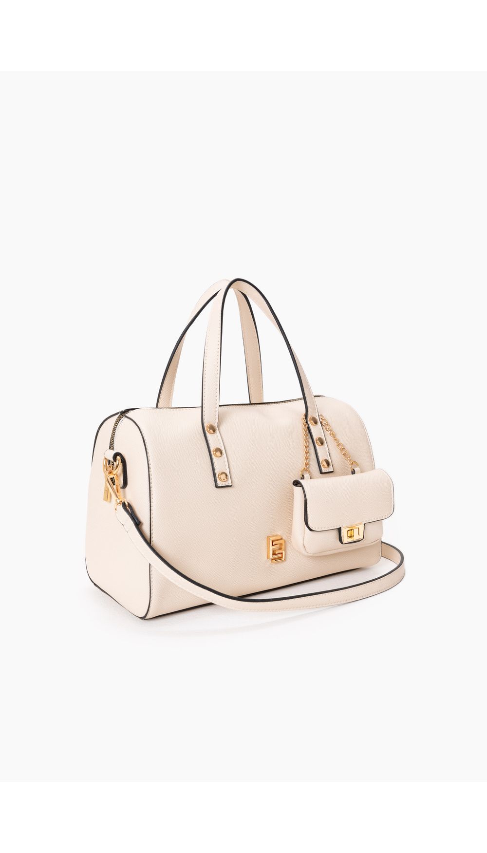 Bolso tipo baúl con mini bag