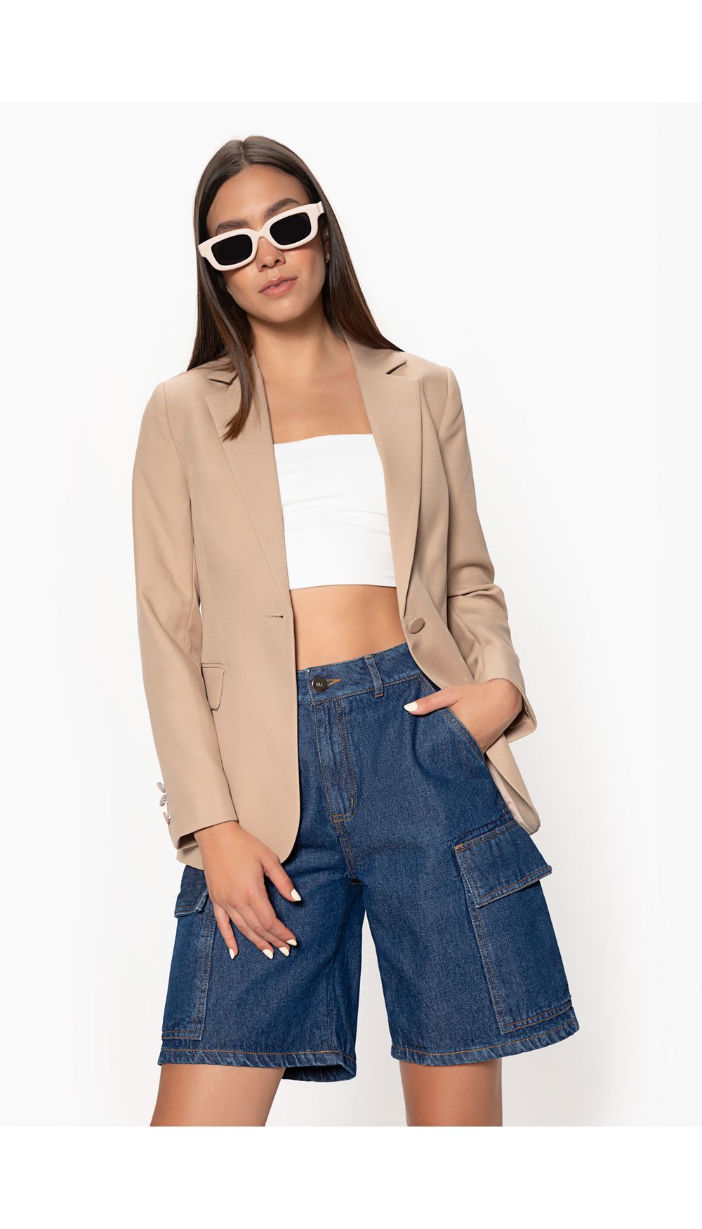 Blazer manga larga con boton frontal par