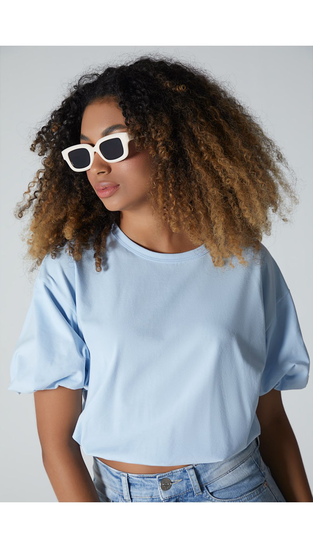 Camiseta para mujer manga corta globo