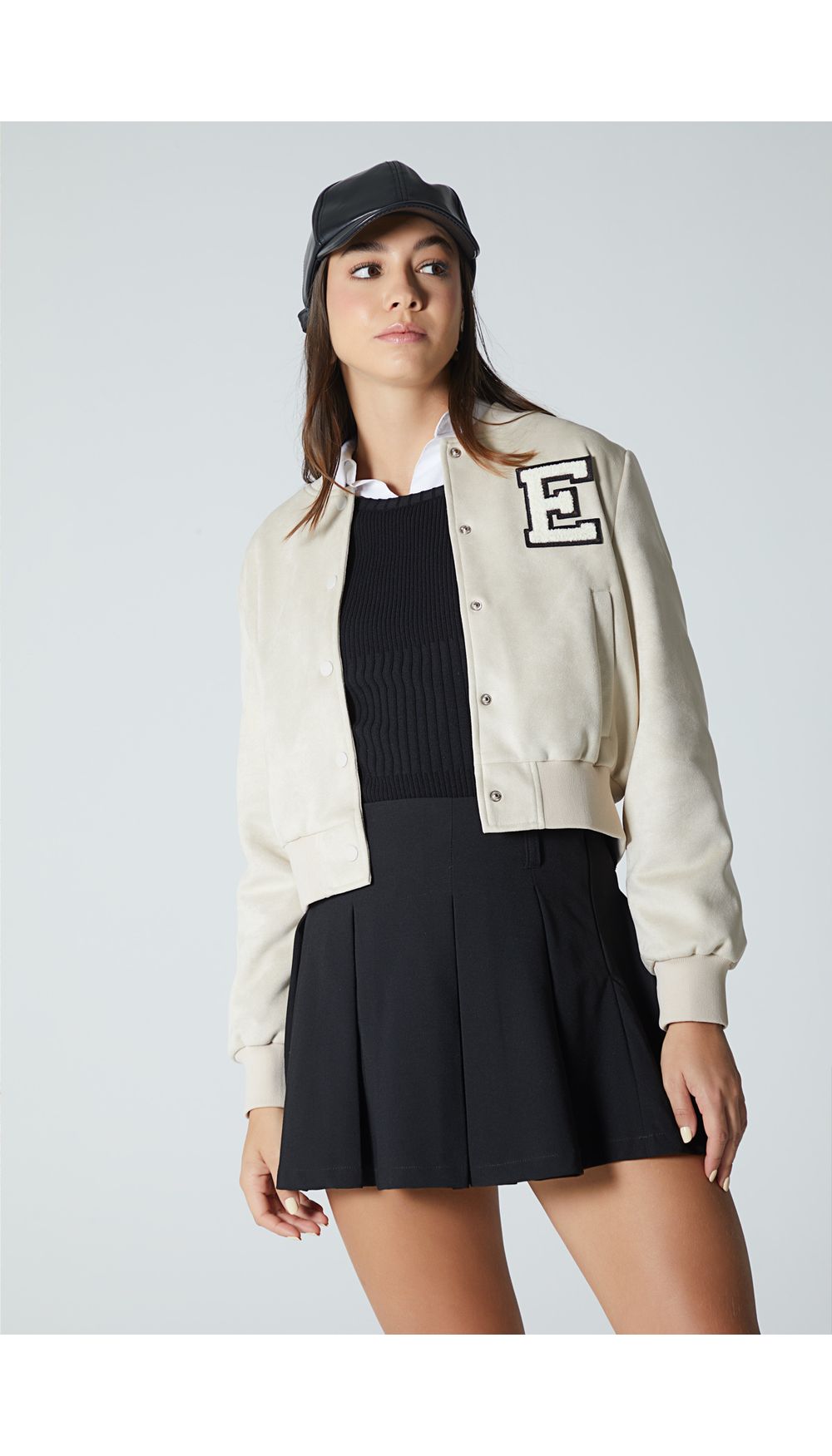 Chaqueta bomber en suede para mujer