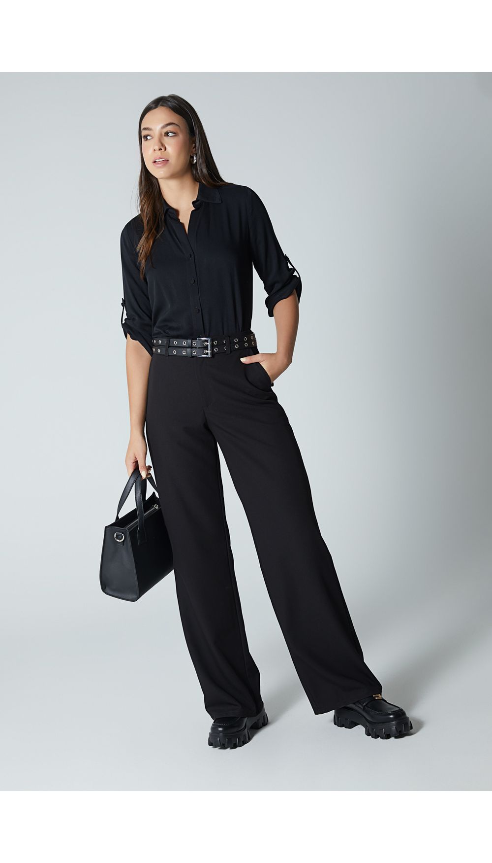 Pantalon recto para mujer tiro alto