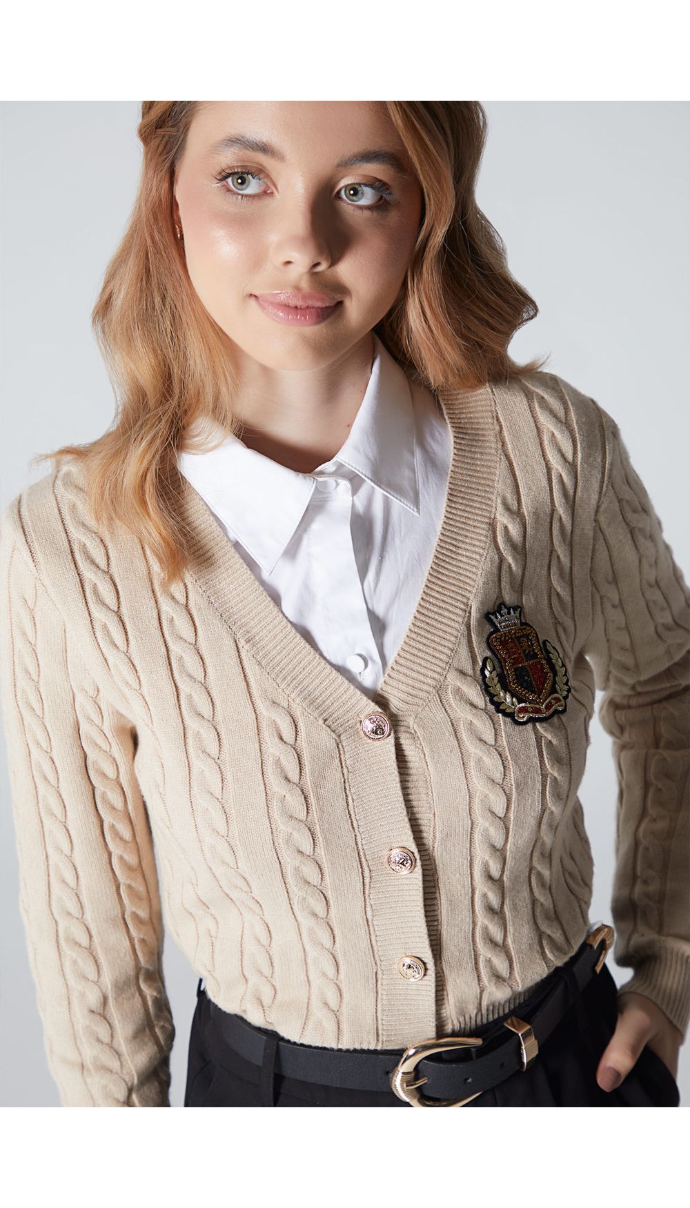 Cardigan tejido manga larga para mujer