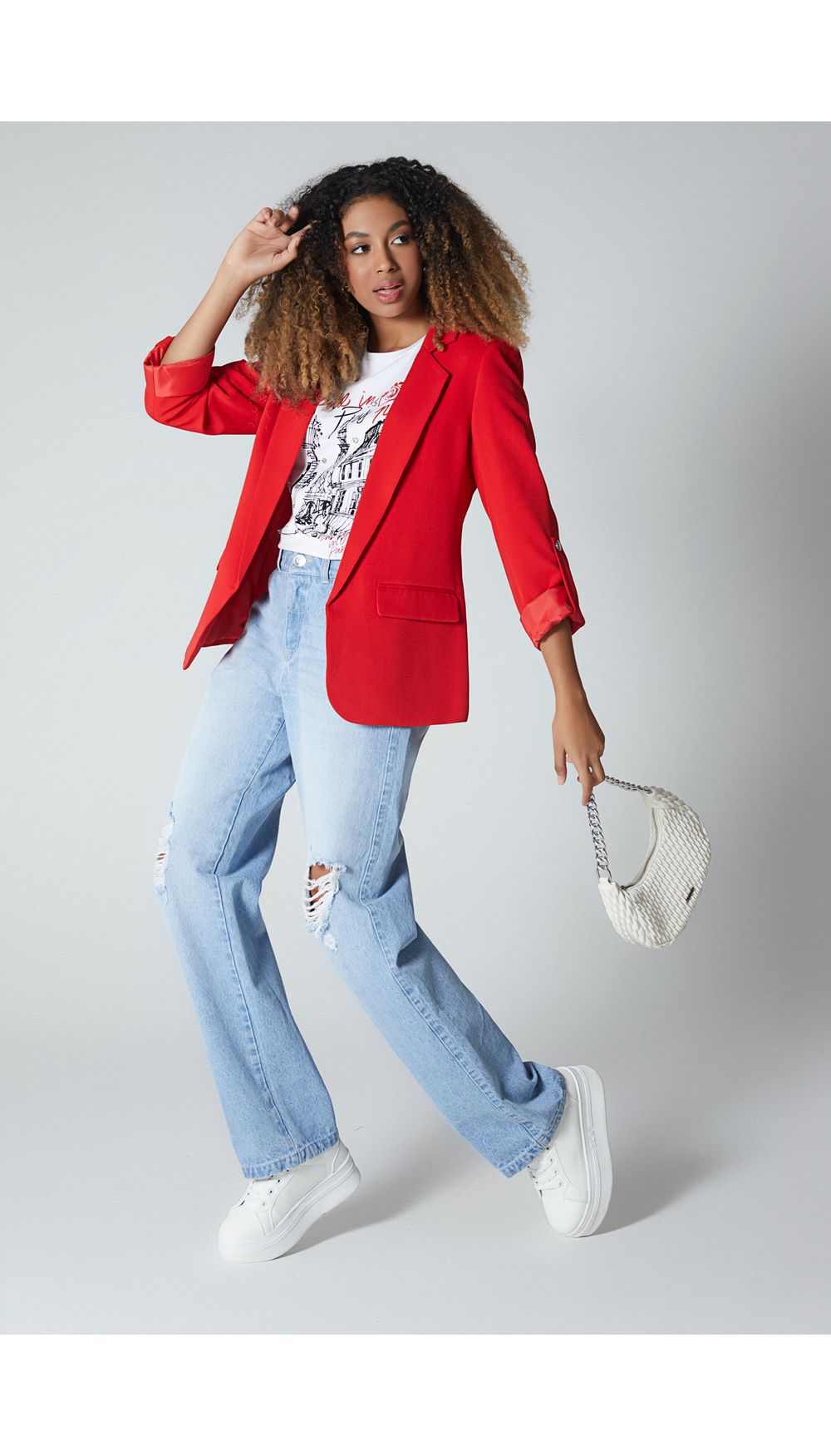 Blazer oversize manga larga con charrete