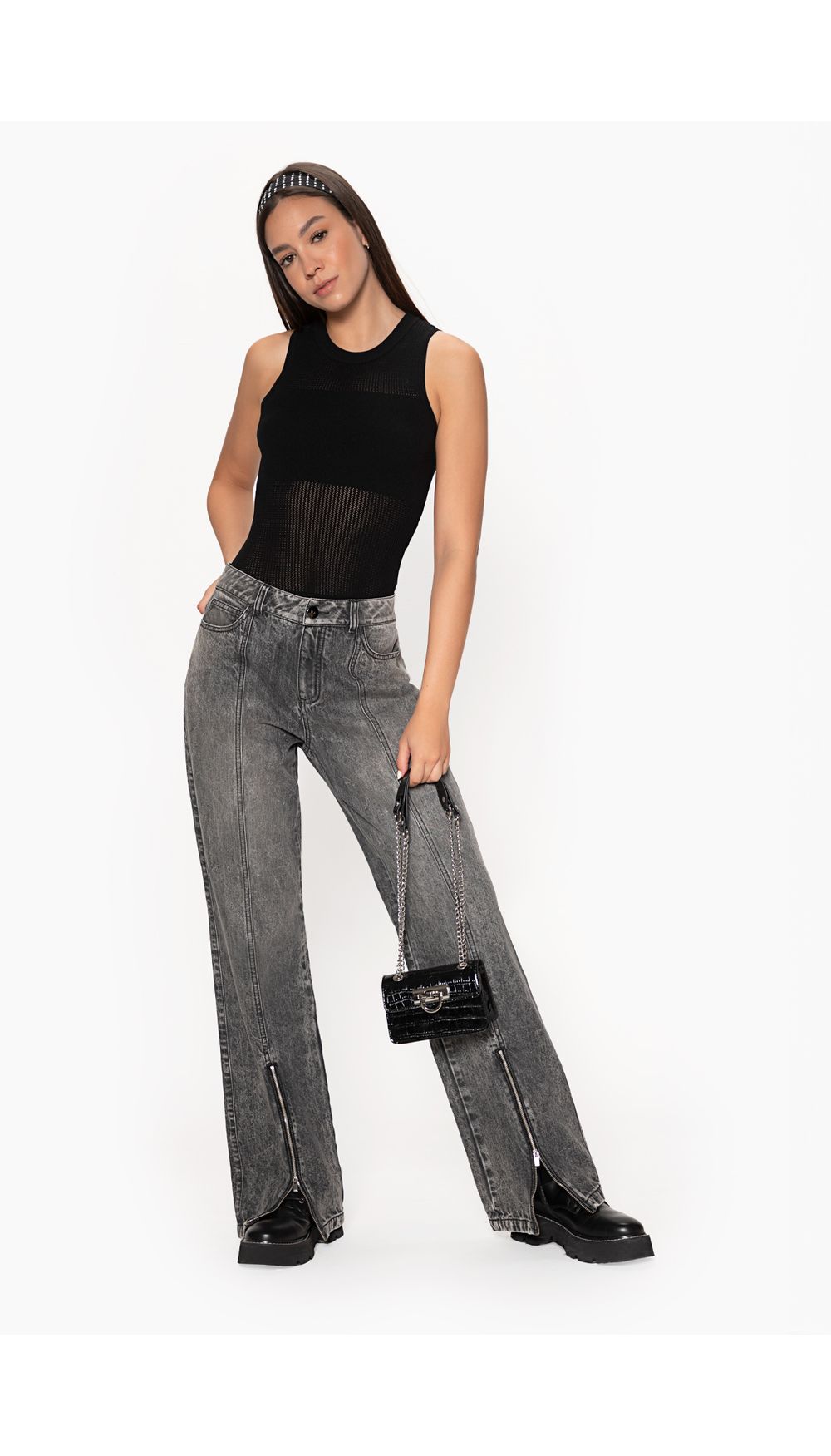 Blusa manga sisa con tejido abierto para