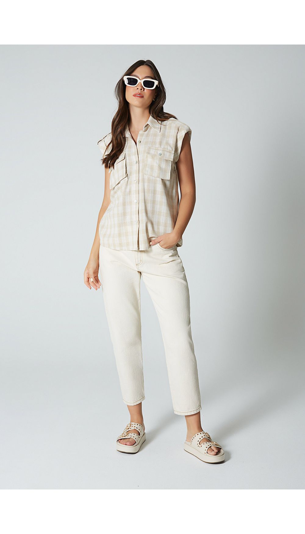 Blusa manga sisa integrada con bolsillos