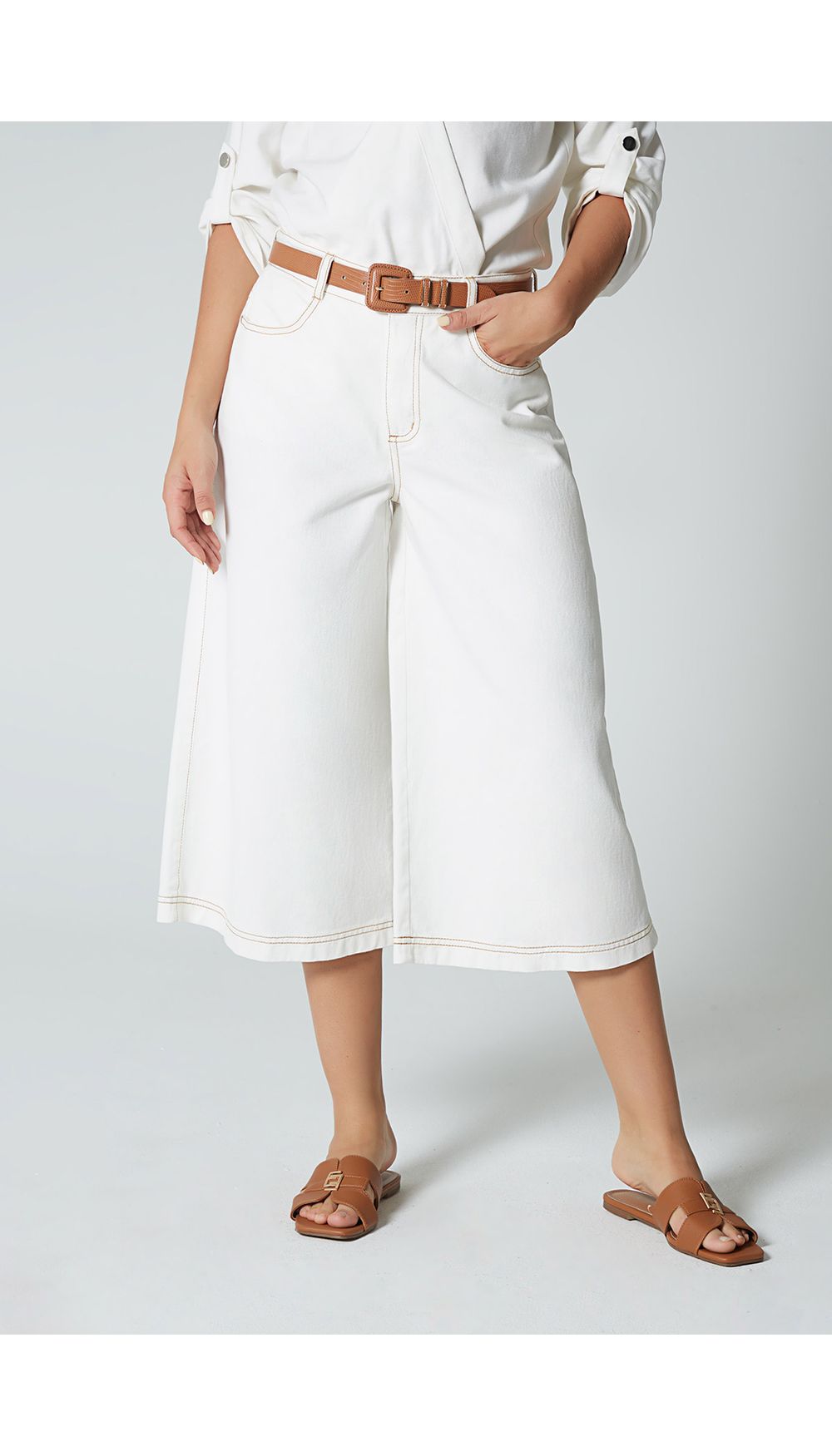 Jean para mujer  tiro medio culotte