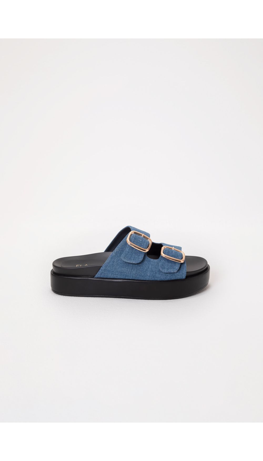 Sandalia chunky  en denim  con hebillas