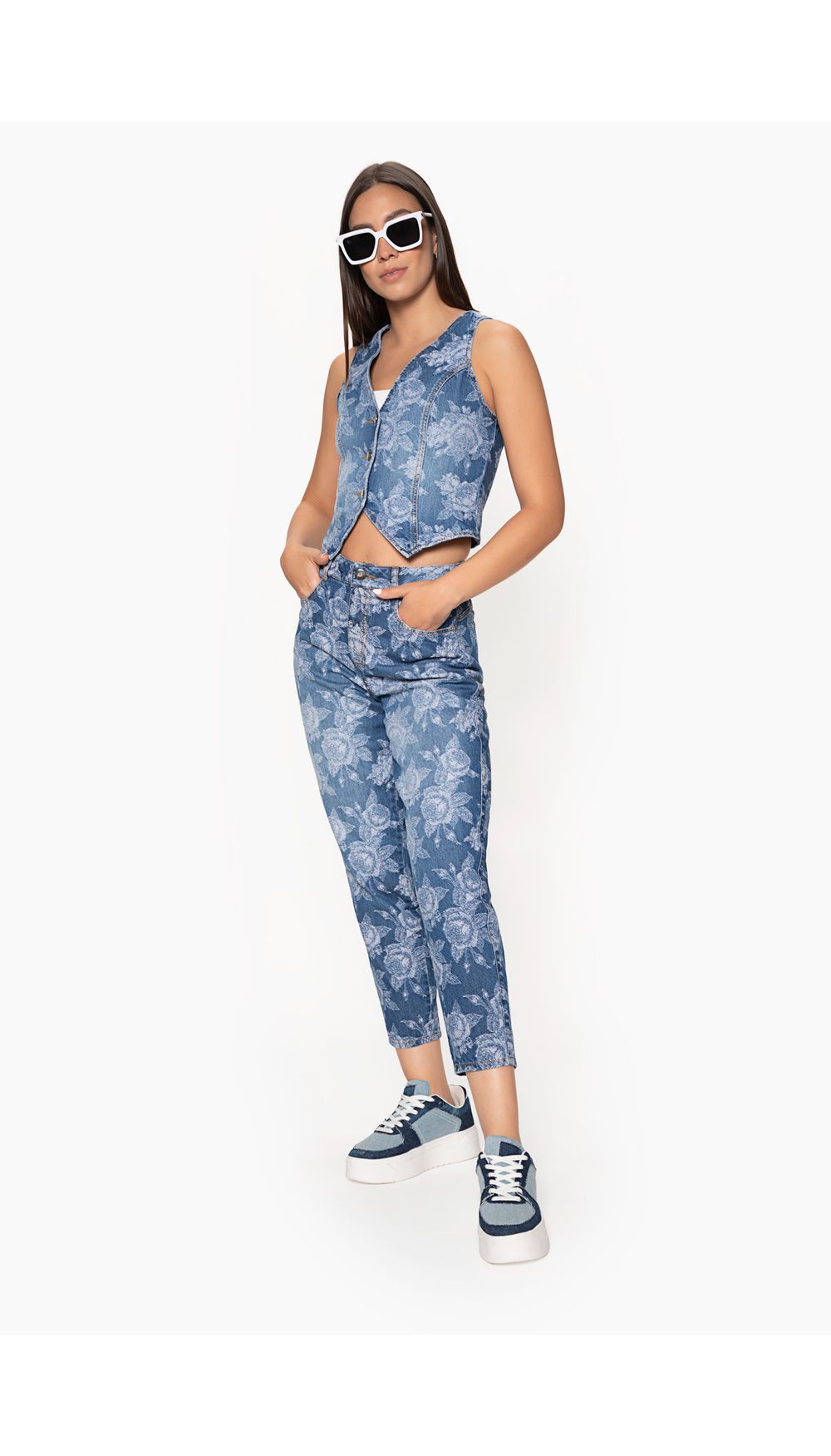Jean  para mujer  tiro  alto  mom fit