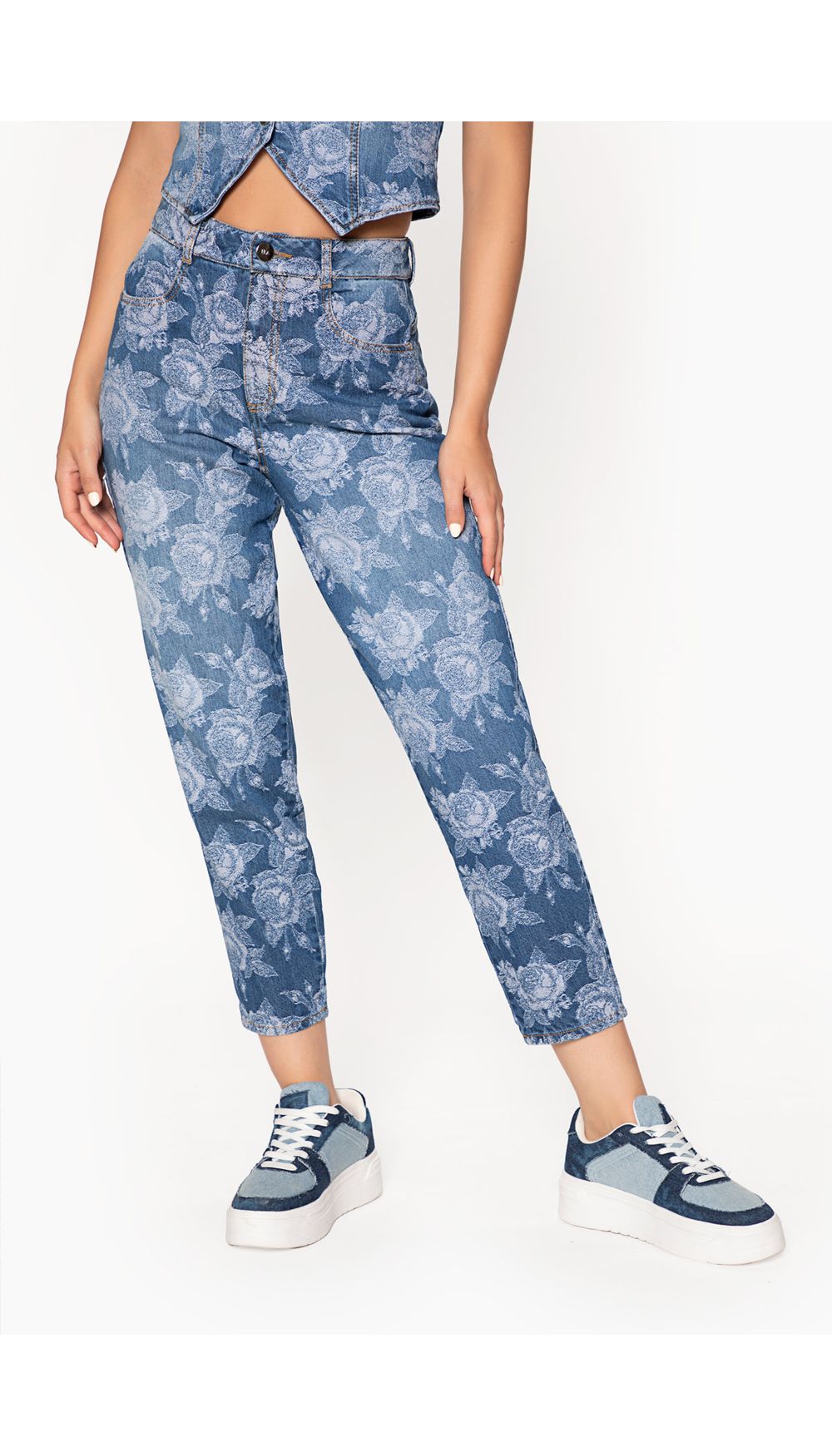 Jean  para mujer  tiro  alto  mom fit