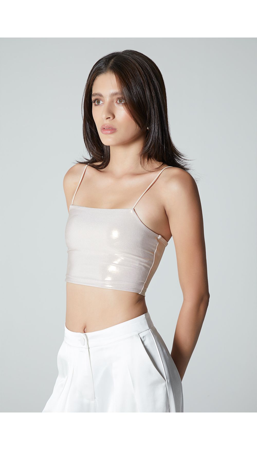 Blusa crop con tira pitillo para mujer