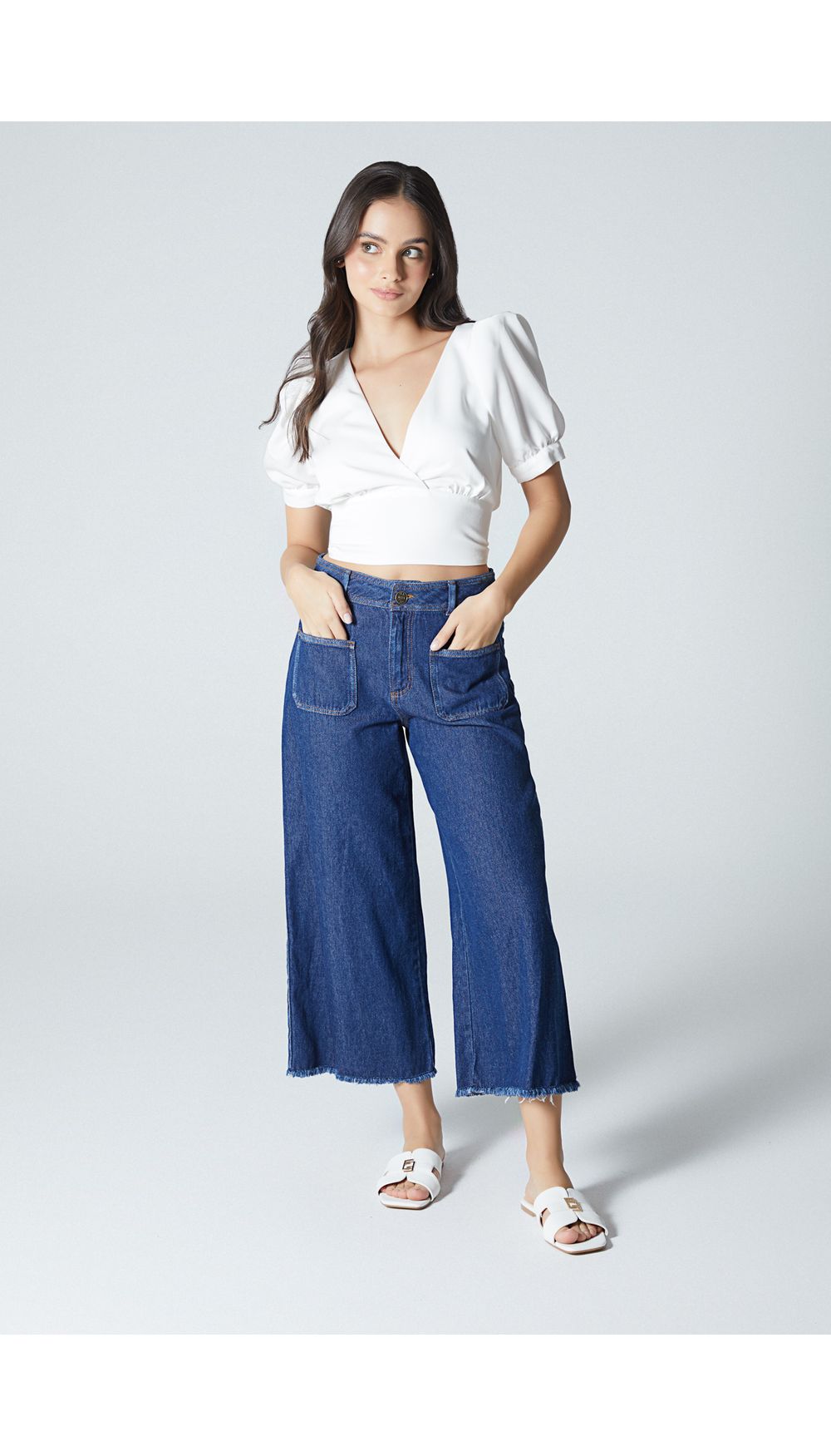 Jean cropped tiro medio