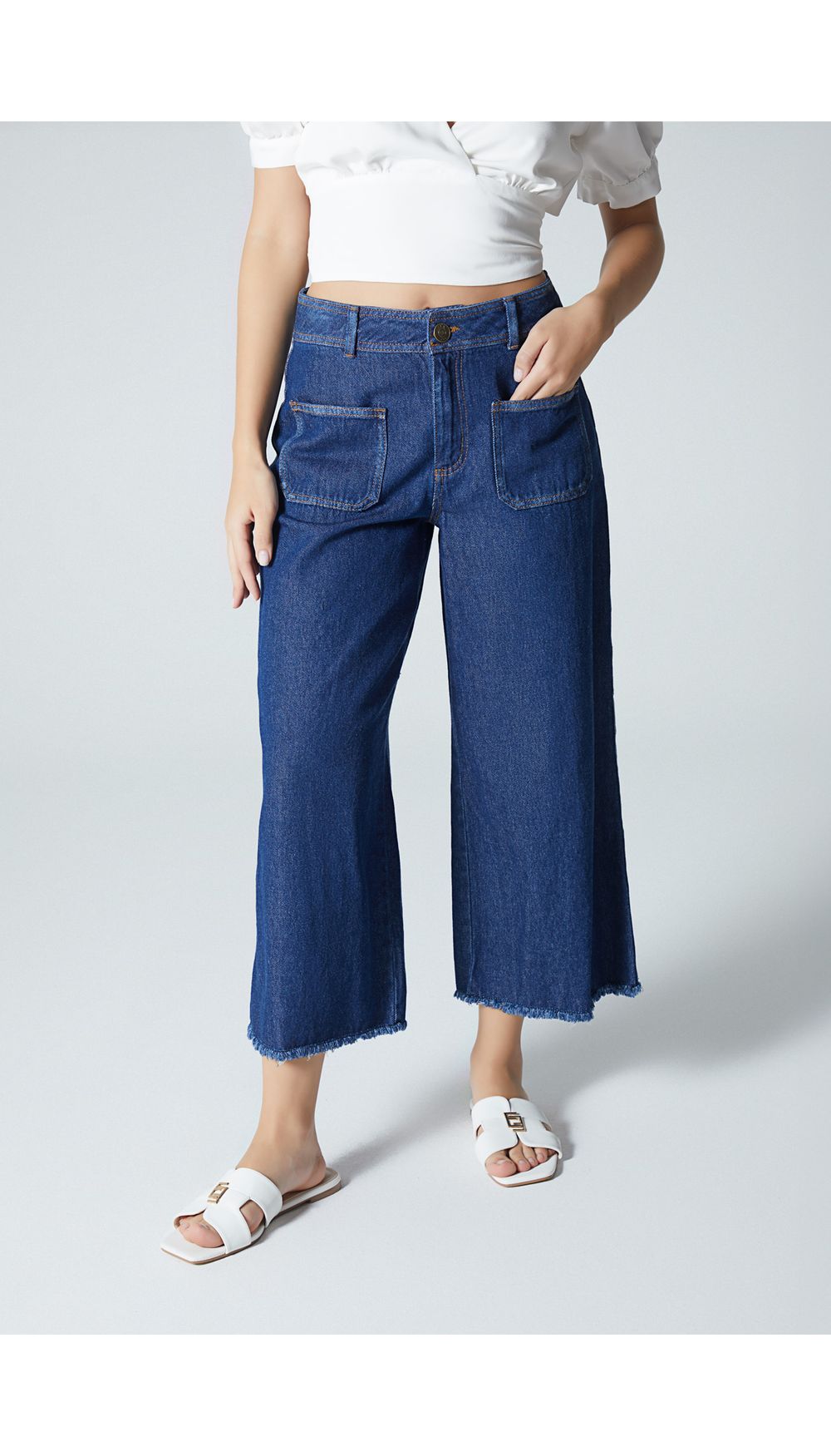 Jean cropped tiro medio