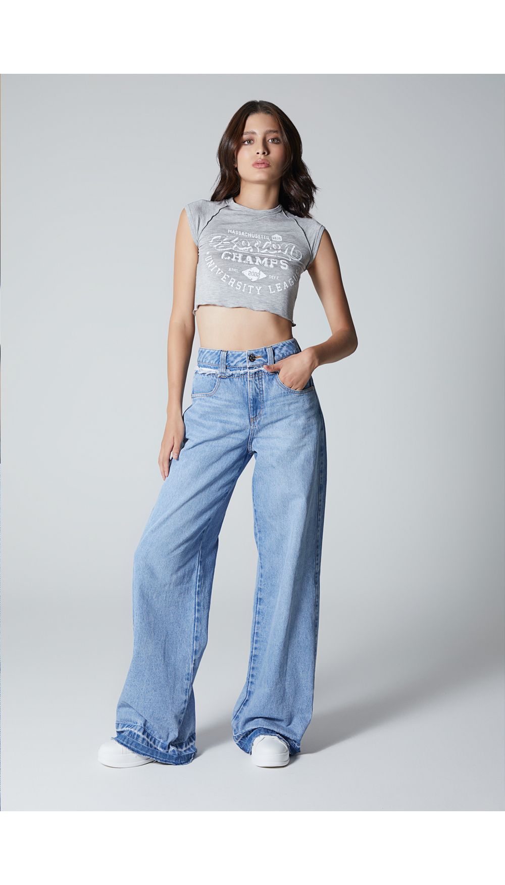 Blusa manga corta con estampado en frente para mujer