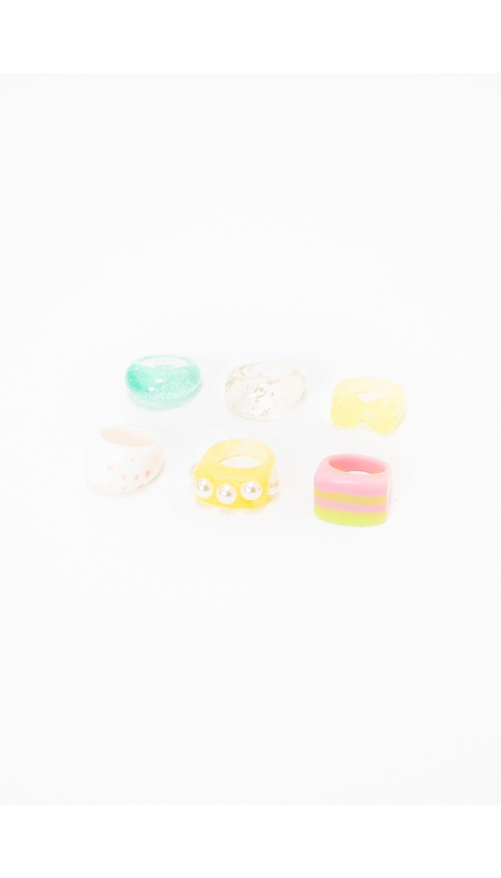 Set anillos acrilicos perlas