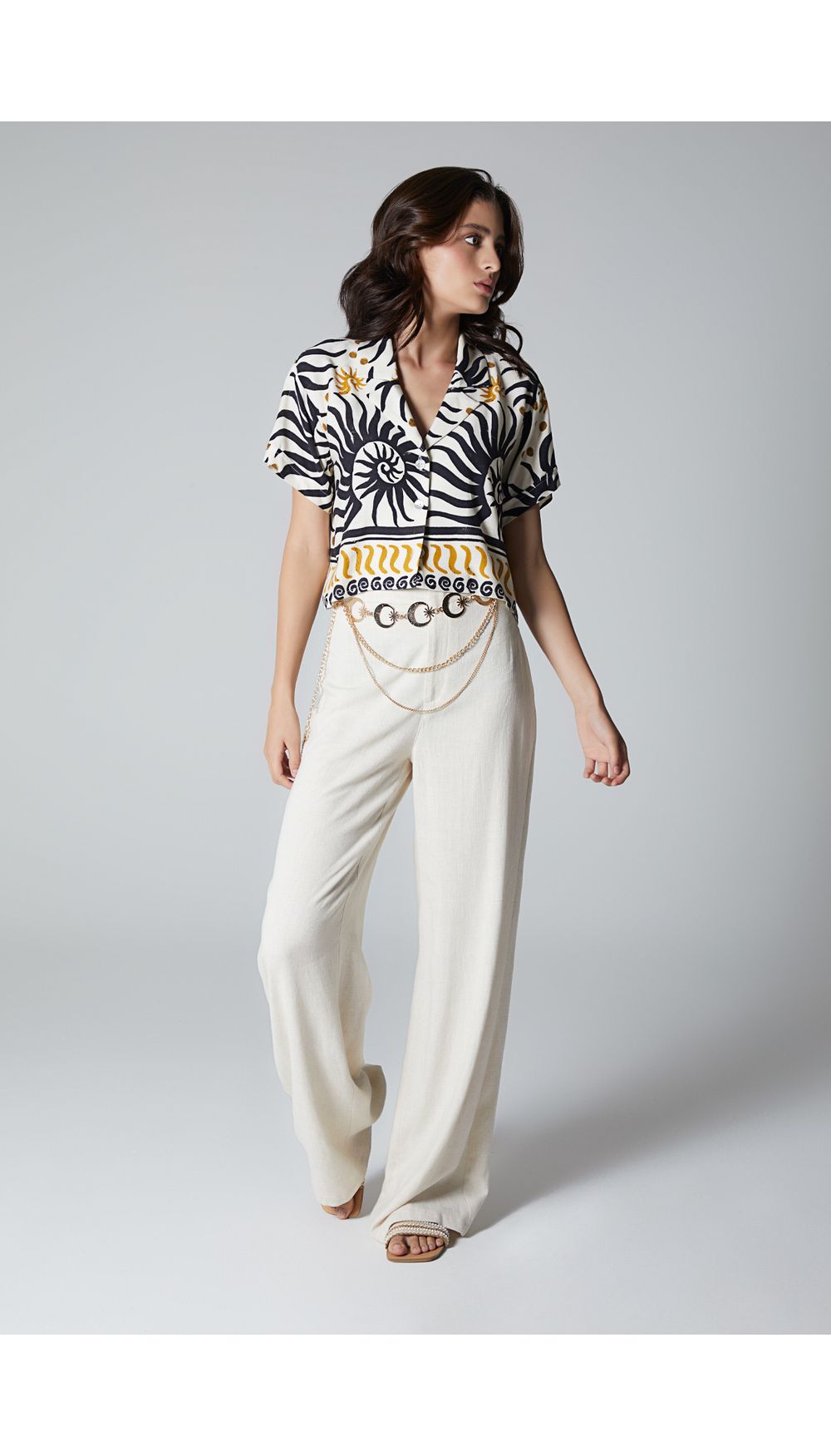 Pantalon palazo para mujer con cinturon