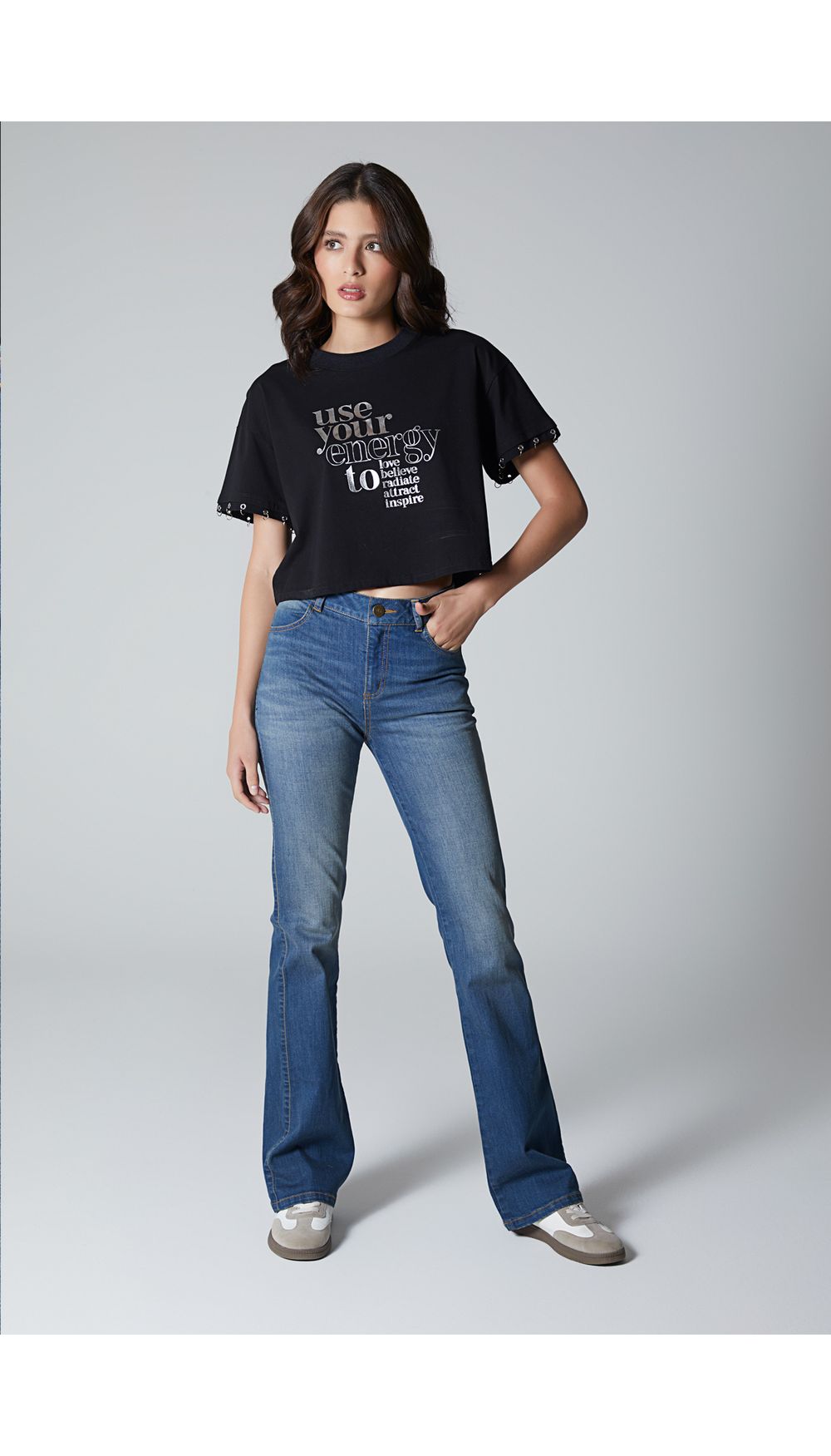 Camiseta crop para mujer manga corta