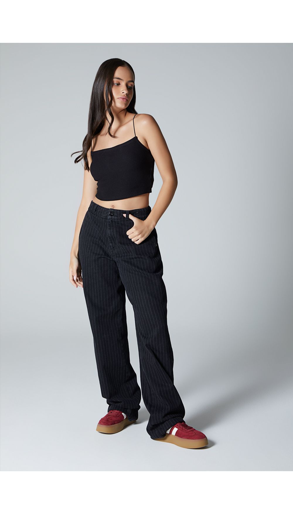Blusa crop top de tiras para mujer