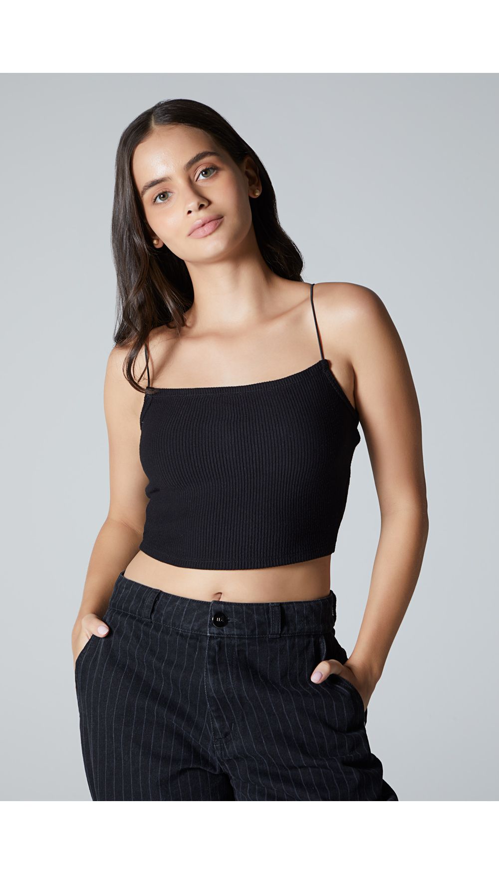 Blusa crop top de tiras para mujer