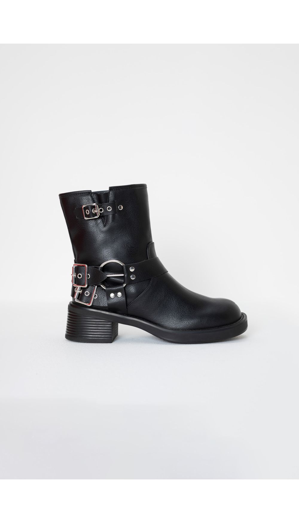 Bota hebillas material envejecido