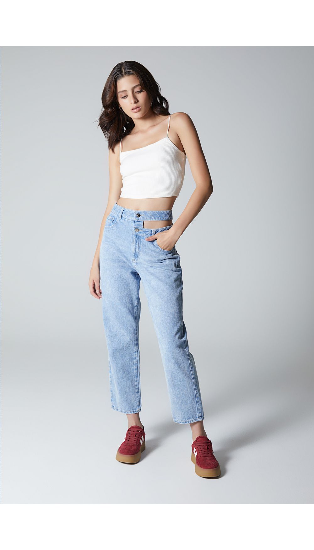 Blusa crop top de tiras para mujer