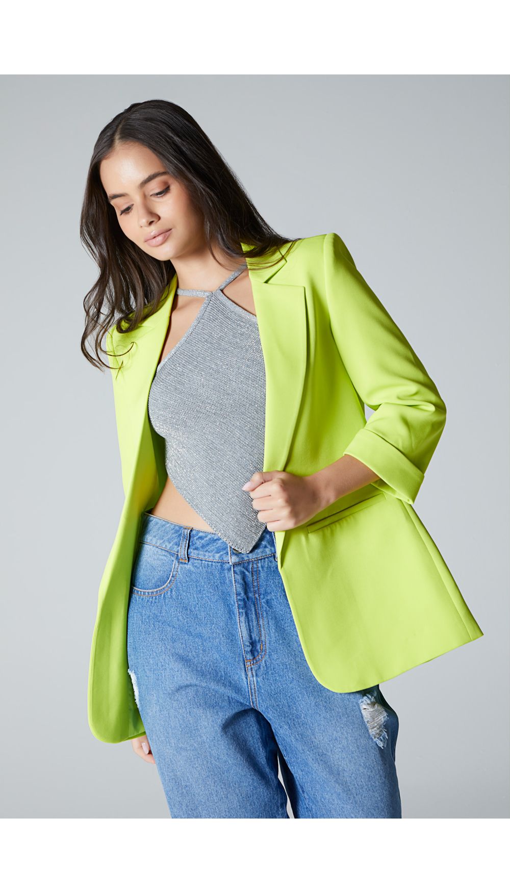 Blazer basico manga tres cuartos para mujer