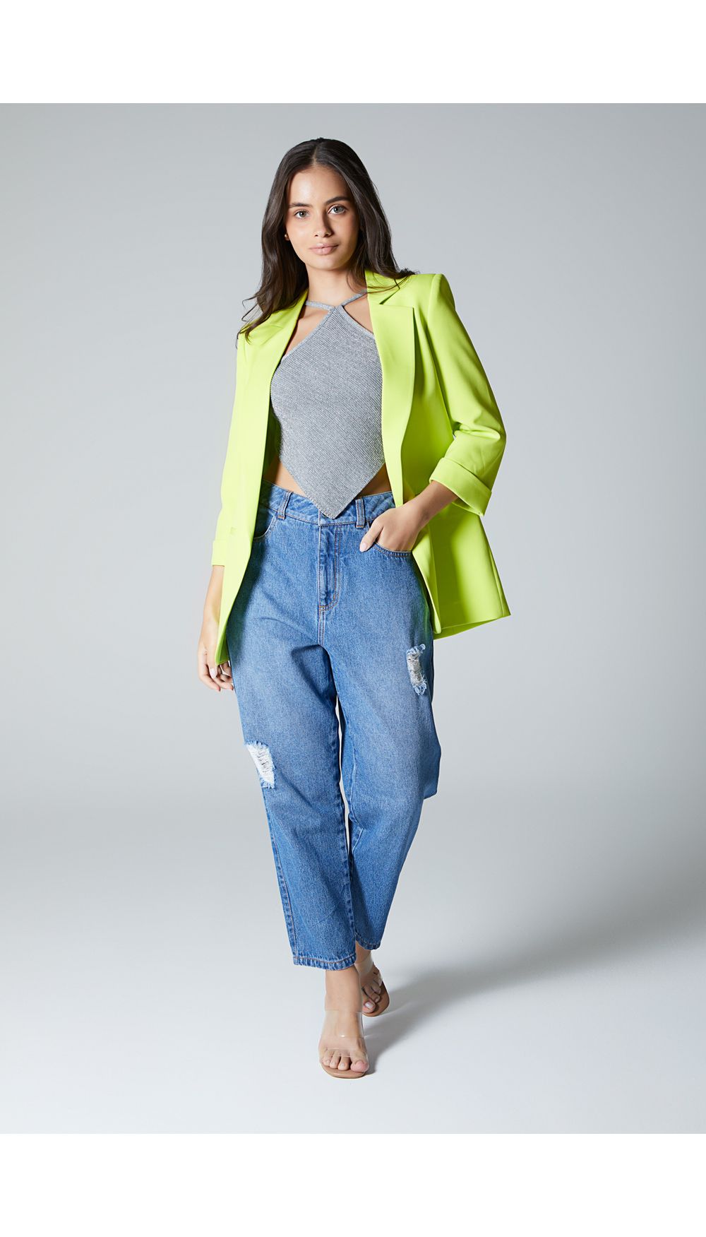Blazer basico manga tres cuartos para mujer