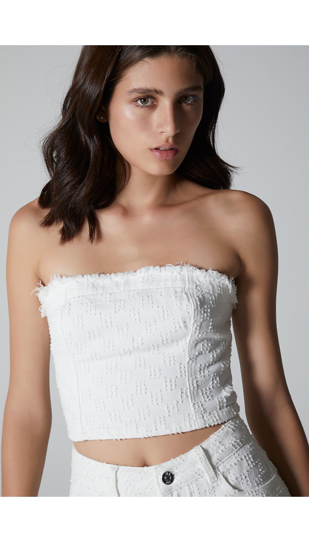 Corset straple en denim para mujer