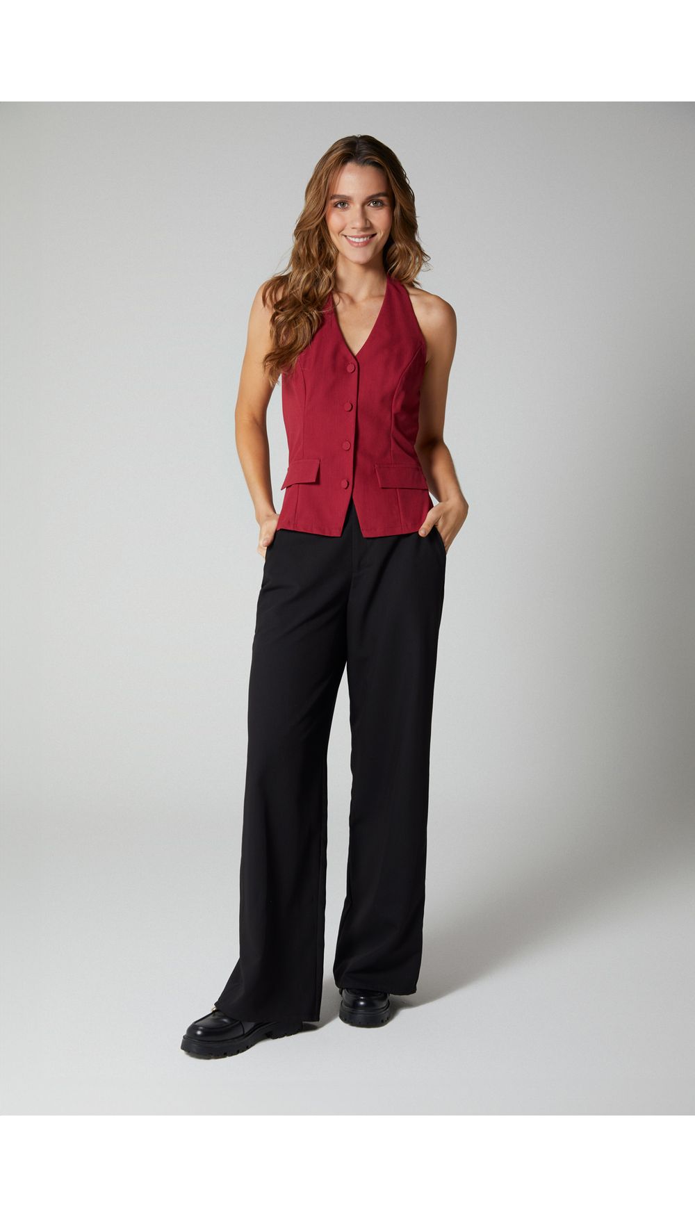 Blusa halter tipo chaleco para mujer