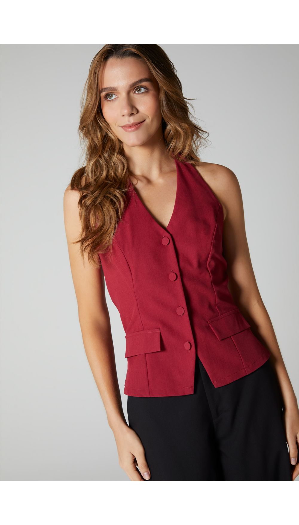 Blusa halter tipo chaleco para mujer